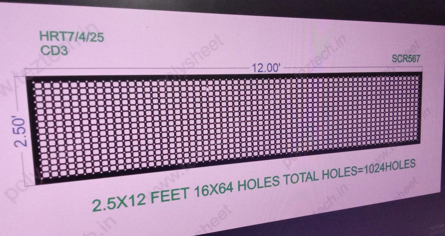 SCR567 2.5X12 FEET 16X64 HOLES SCREEN TOTAL HOLES=1024