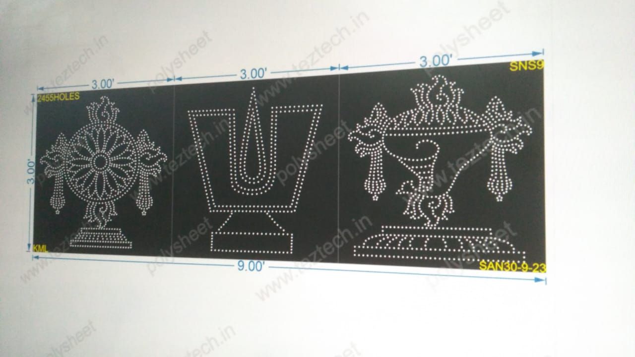 SNS9 SHANKU NAMAM SHAKRAM WITHOUT BORDER 3X9 FEET 2455HOLES