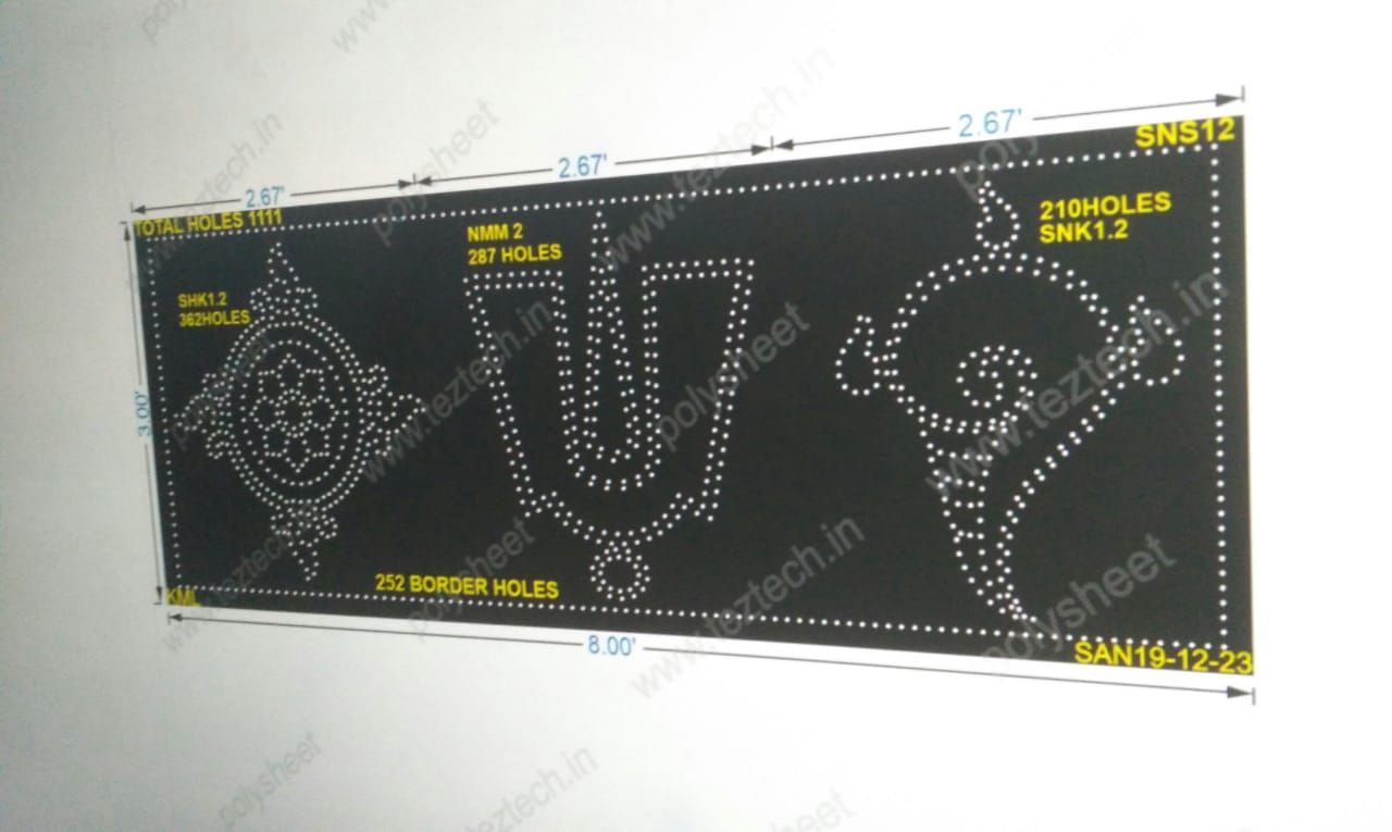 SNS12 SHANKU NAMAM SHAKRAM 3X8 FEET 1110 HOLES (WITH BORDER)