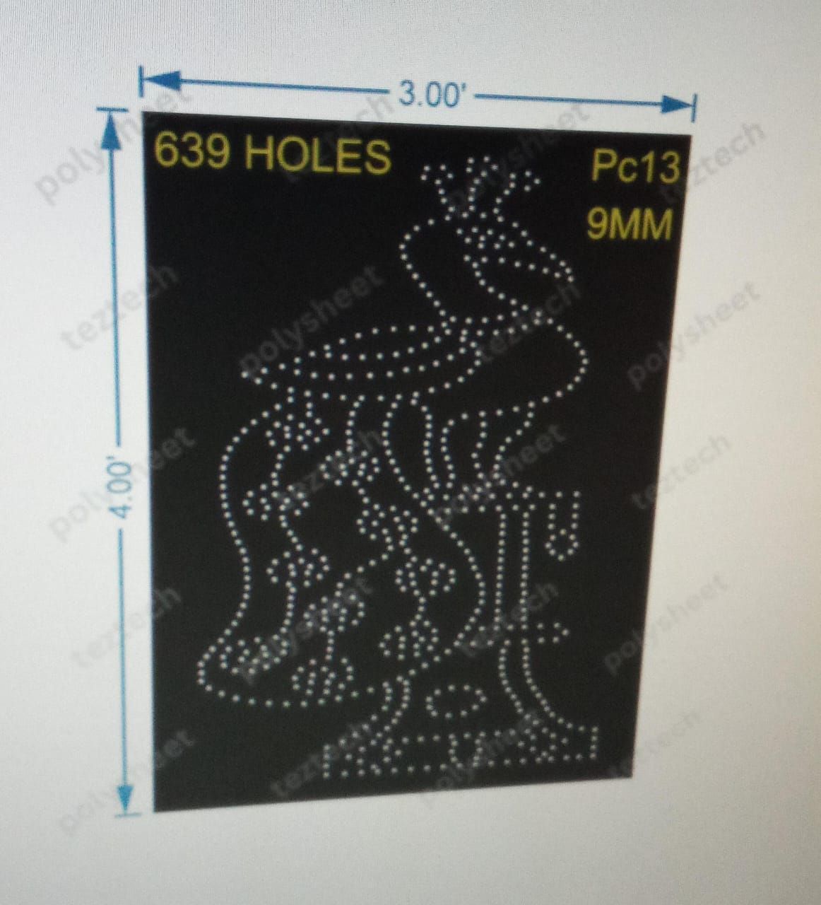 PC13 PEACOCK POLY SHEET 4X3 FEET 639HOLES