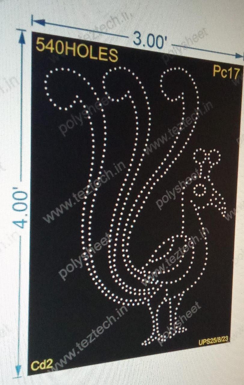 PC17 PEACOCK POLY SHEET 4x3 FEET 540 HOLES