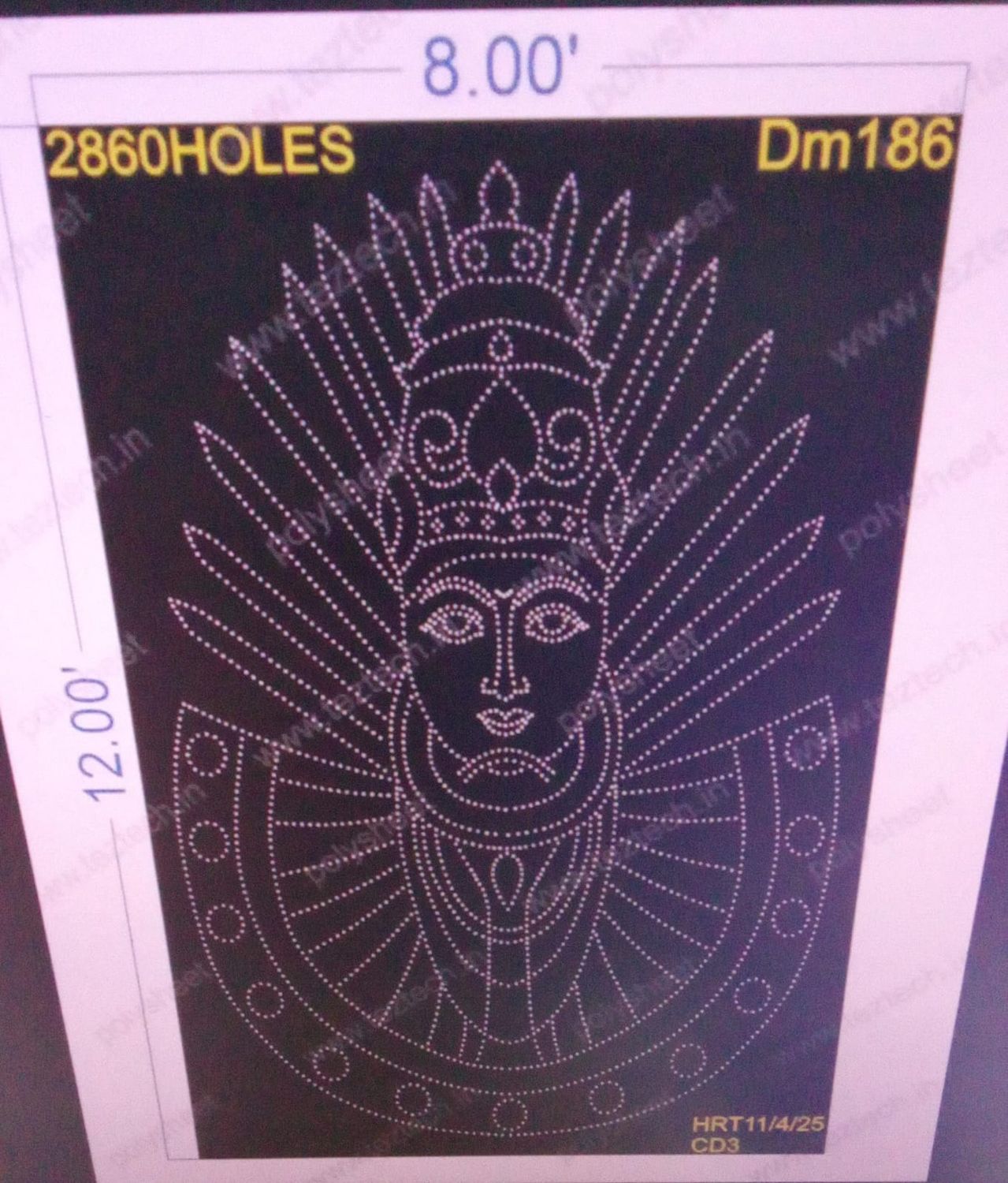 DM186  DEVI MATA  12X8  FEET 2860 HOLES (3 PARTS)
