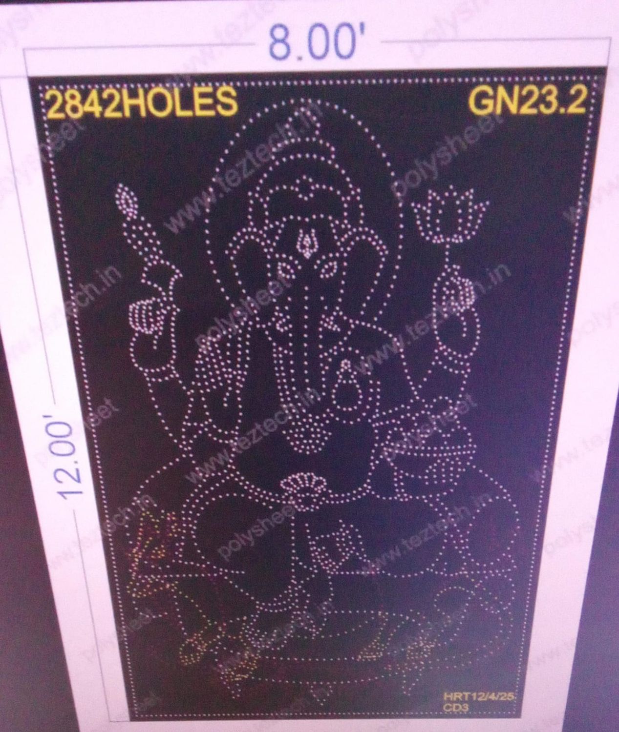 GN23.2 GANESHJI 12X8 FT 2842 HOLES 3 PARTS