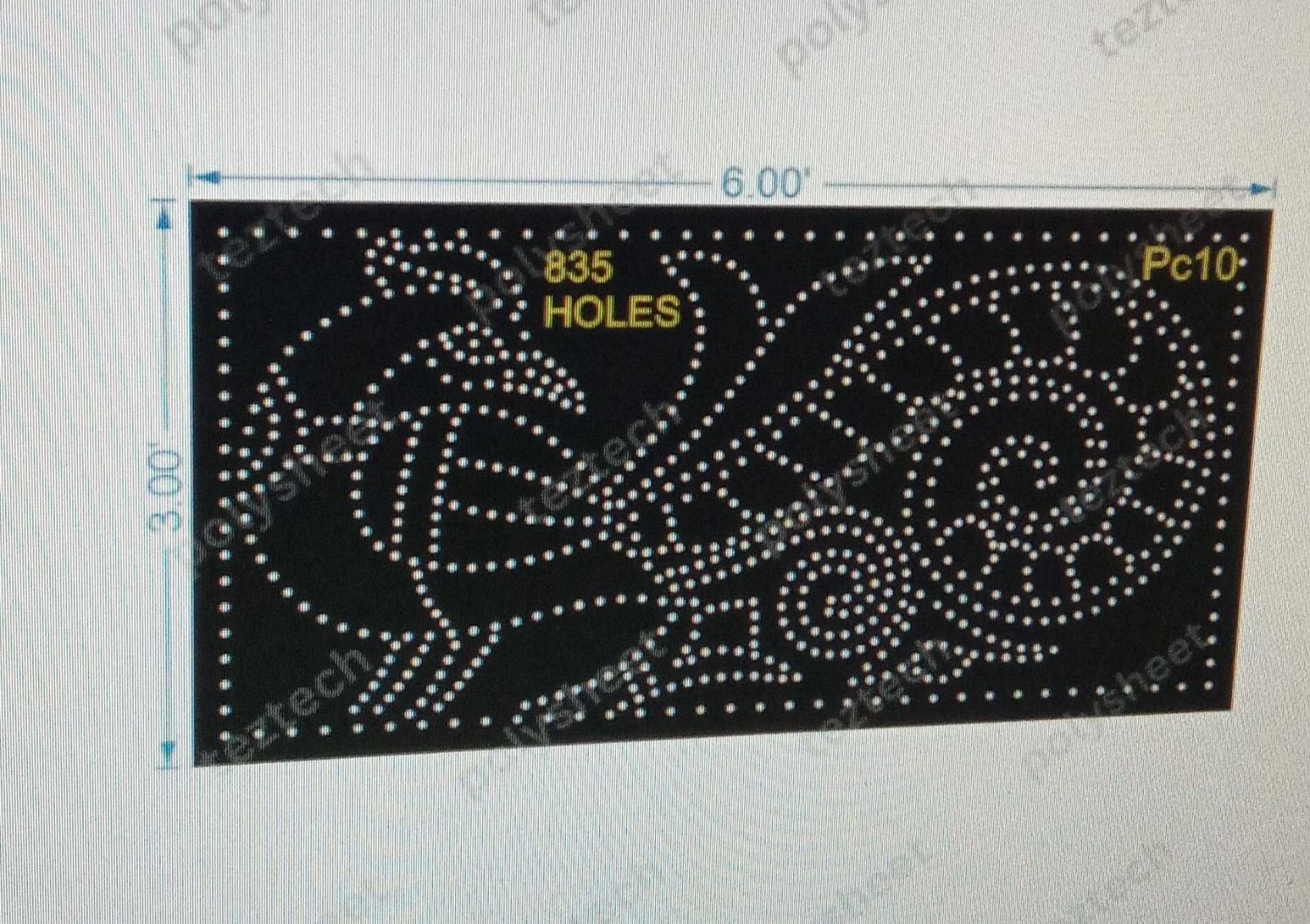 PC10 PEACOCK WITH POT 3X6 FEET 835 HOLES