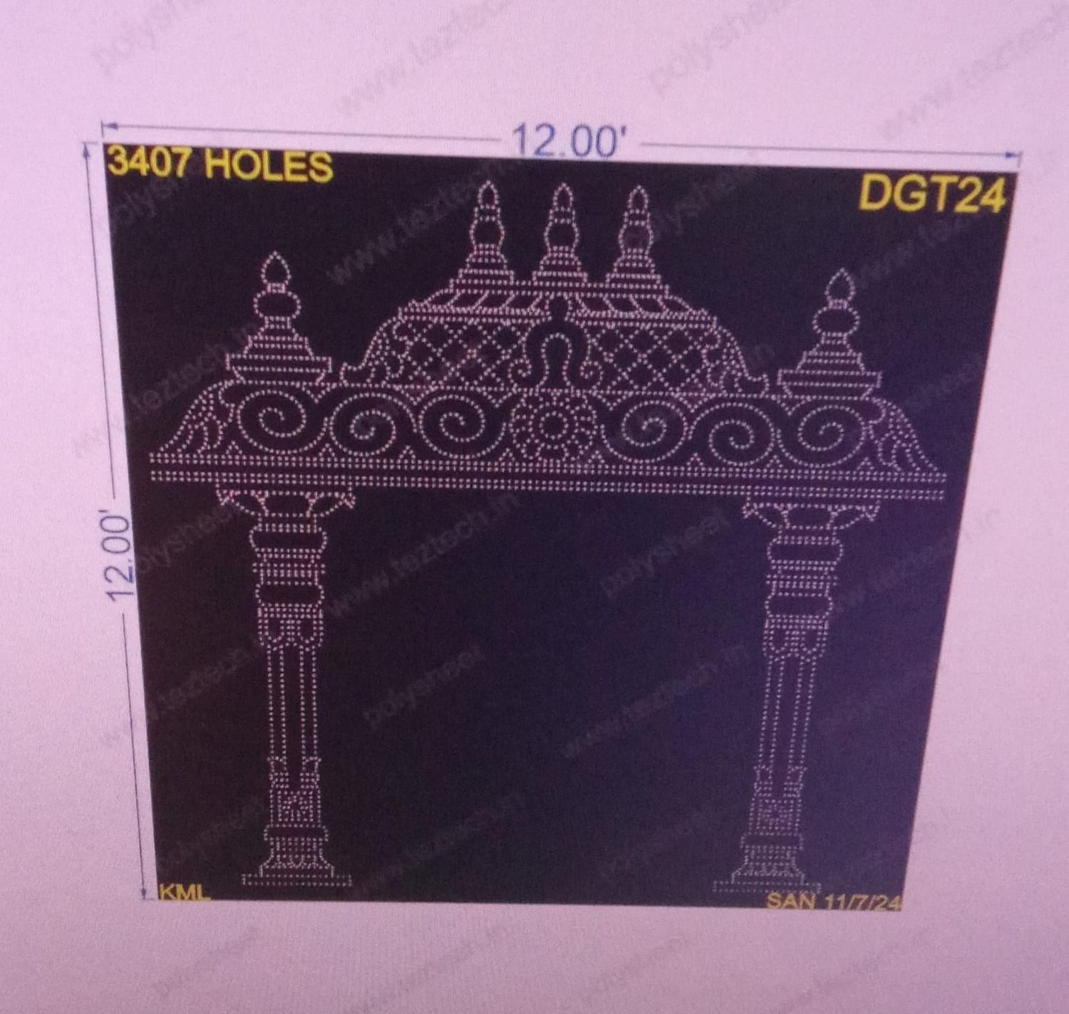 DGT24 DESIGNER GATE 11X12 FT 3407 TOTAL HOLES