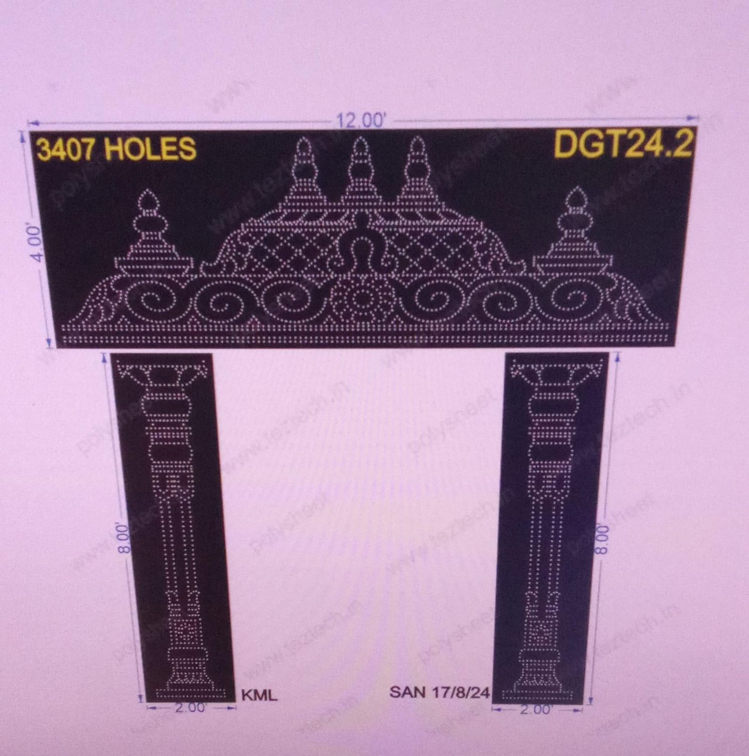 DGT24.2 DESIGNER GATE 12X12 FT 3407 TOTAL HOLES