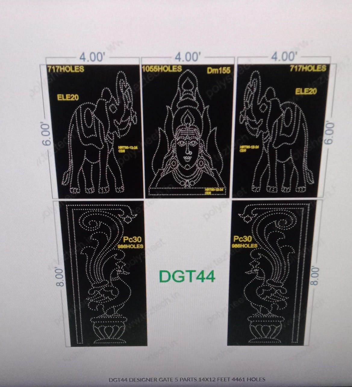 DGT44 DESIGNER GATE 5 PARTS 14X12 FEET 4461 HOLES