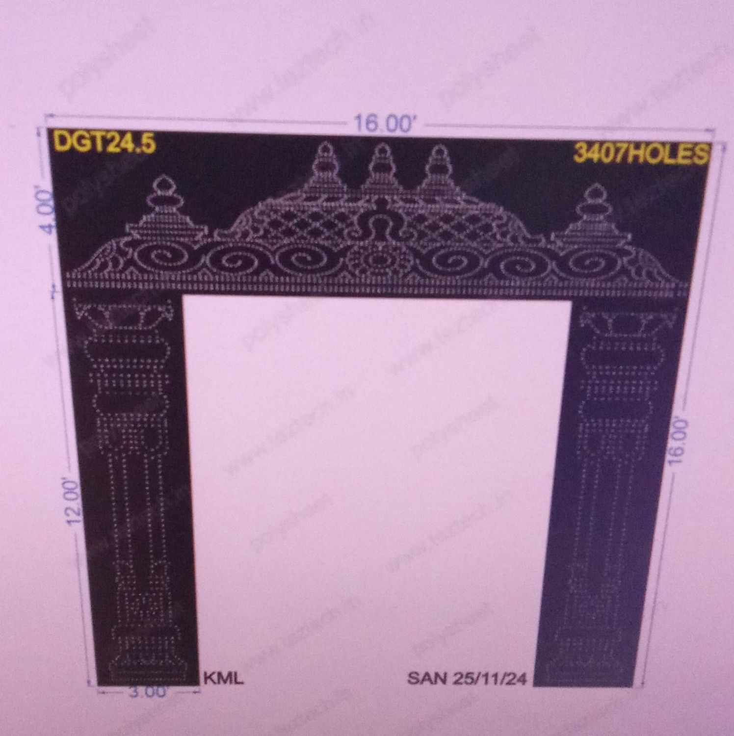 DGT24.5 DESIGNER GATE 3 PART 16X16 FEET 3407 HOLES