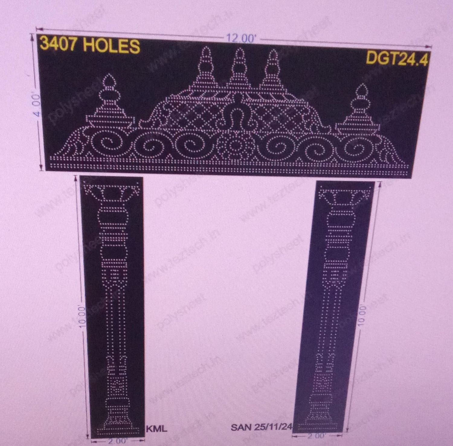 DGT24.4 DESIGNER GATE 3 PART 14X12 FEET 3407 HOLES