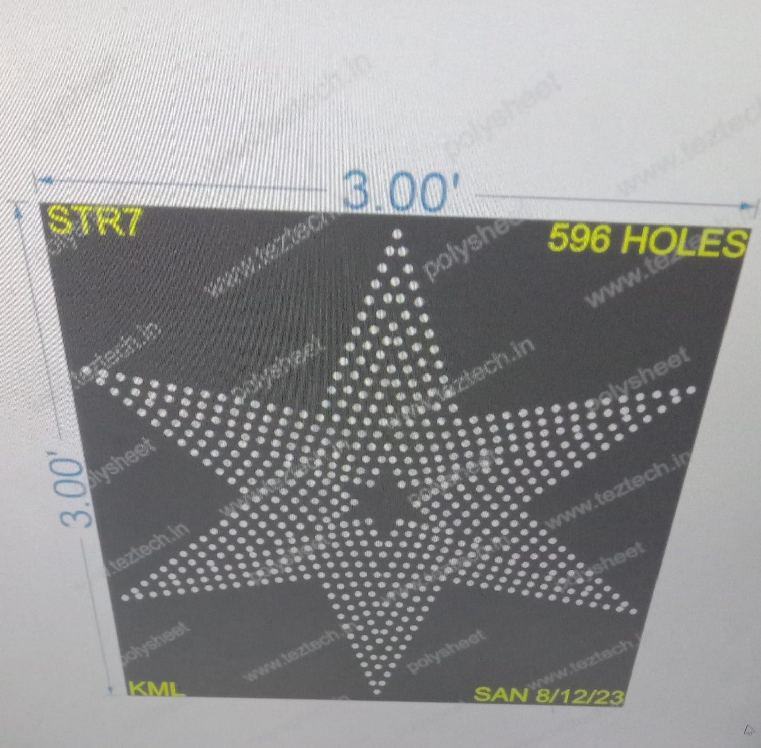 STR7 STAR 3X3 FEET 596 HOLES