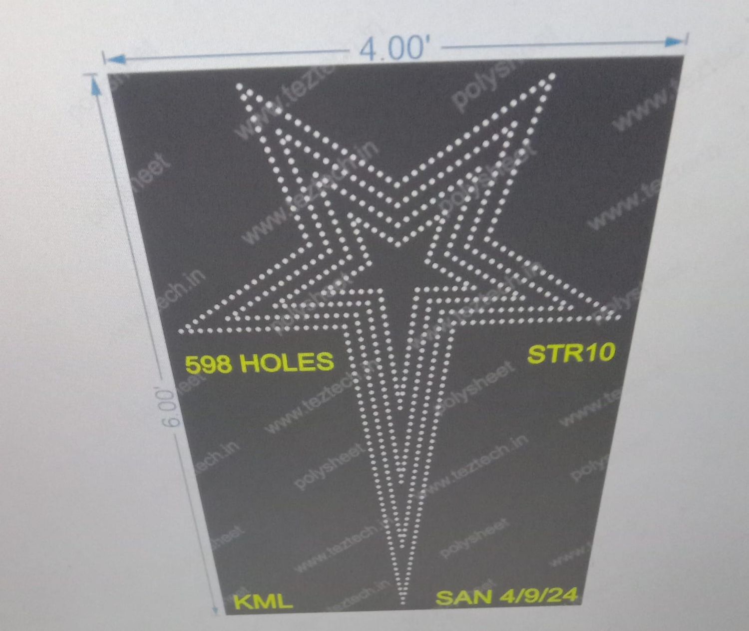 STR10 STAR 6X4 FEET 598 HOLES