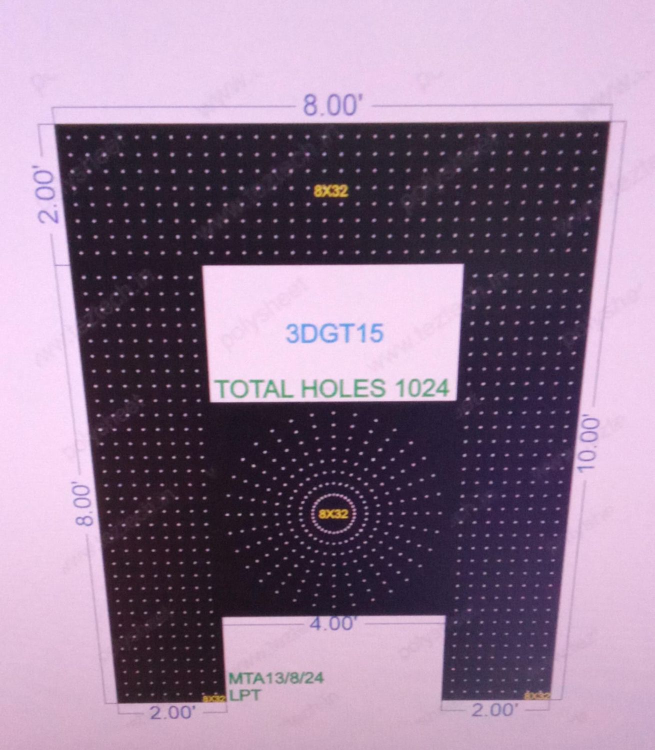 3DGT15 GATE15 8X10 FEET 1024 HOLES IN 4 PARTS ( 8X32H )