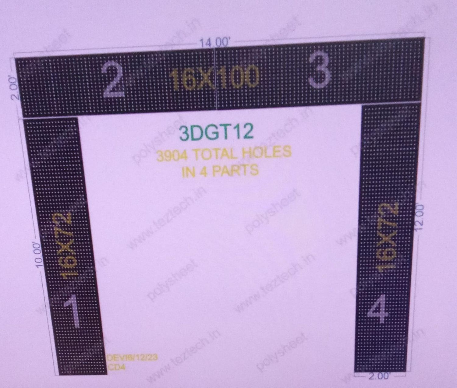 3DGT12 GATE12 3,904 HOLES ,2 FT PILLAR ,16 LED PER LINE