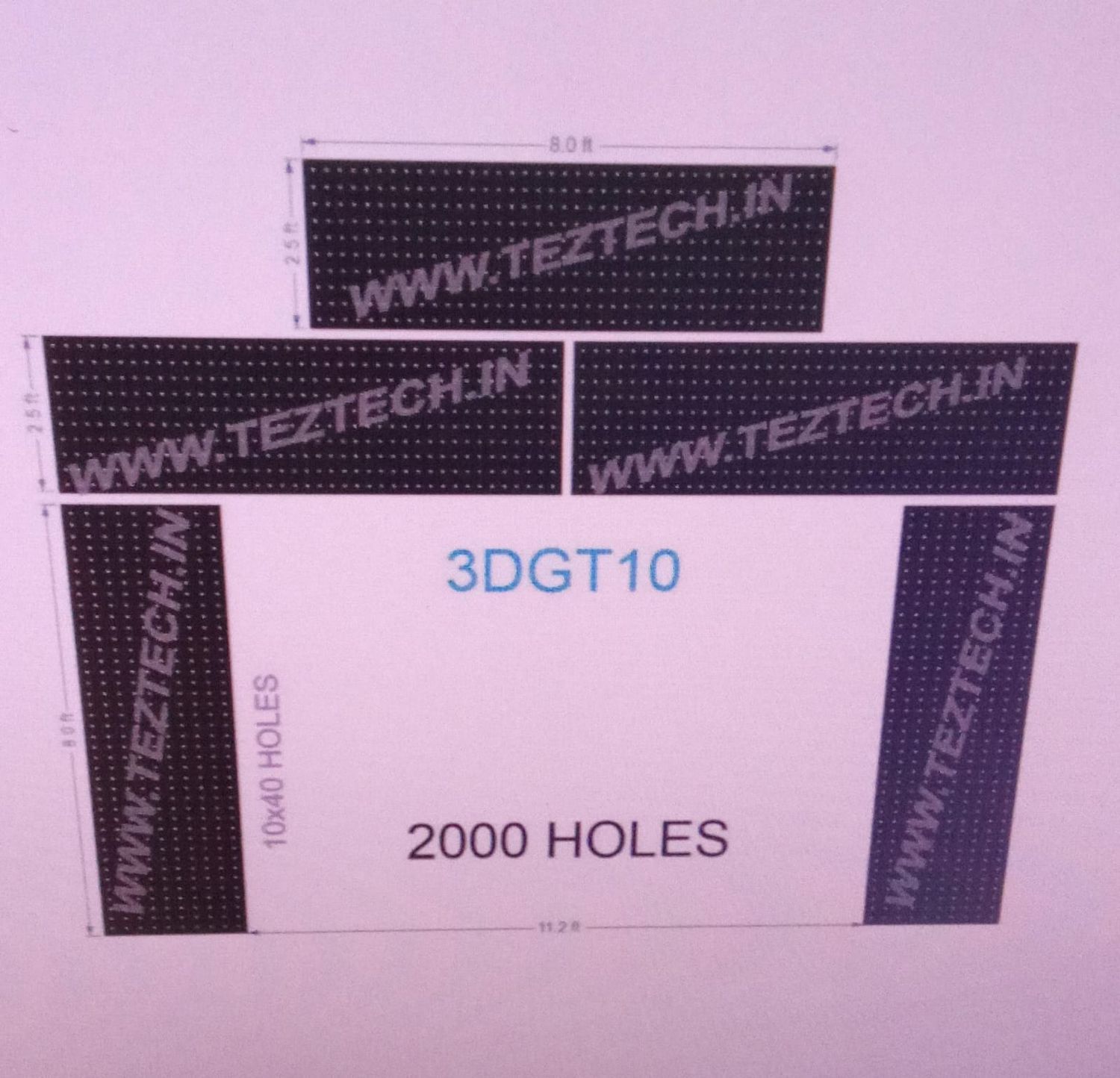 3DGT10 GATE10 2000 HOLES ,2.5 FT PILLAR ,10 LED PER LINE