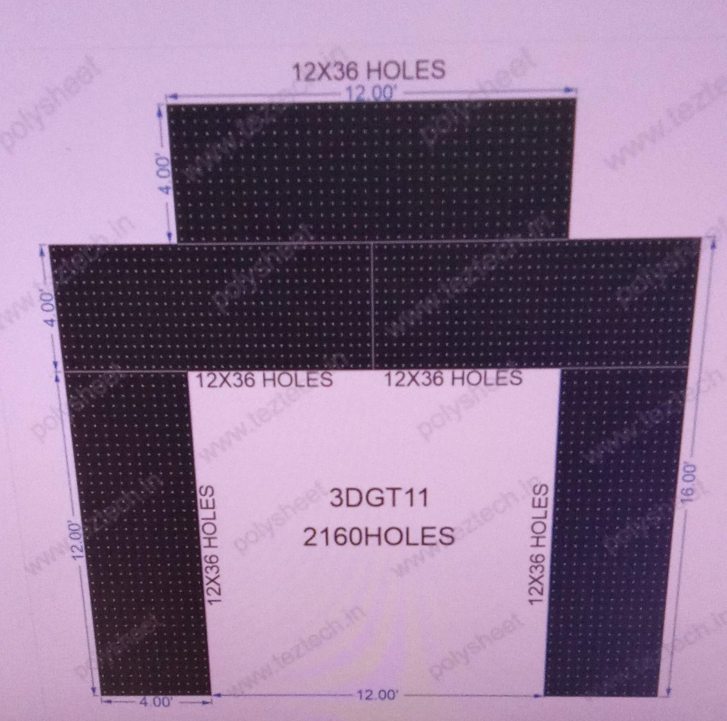 3DGT11 GATE11 2160 HOLES ,4 FT PILLAR ,12 LED PER LINE