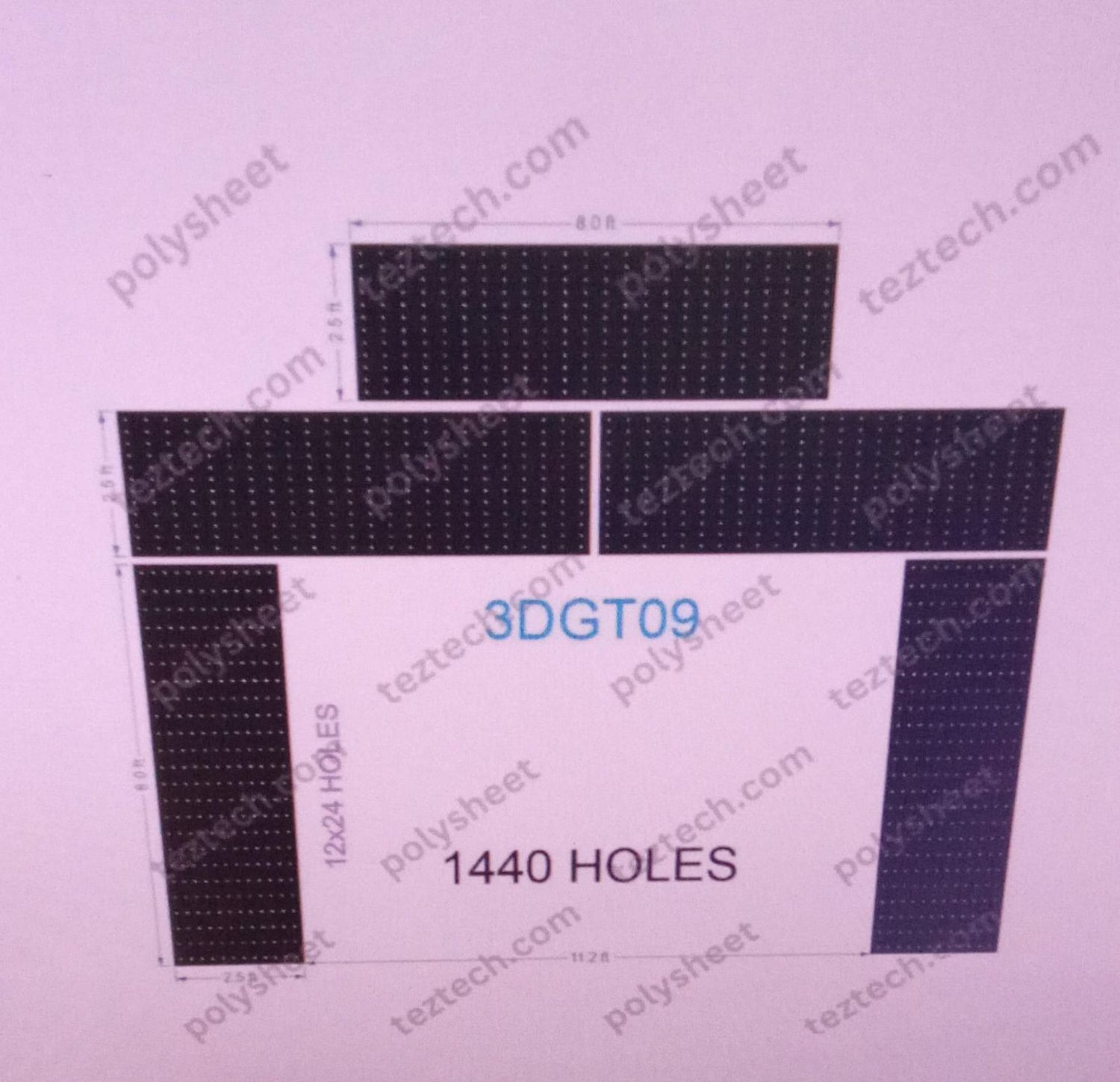 3DGT09 GATE09 1440 HOLES ,2.5 FT PILLAR ,12 LED PER LINE