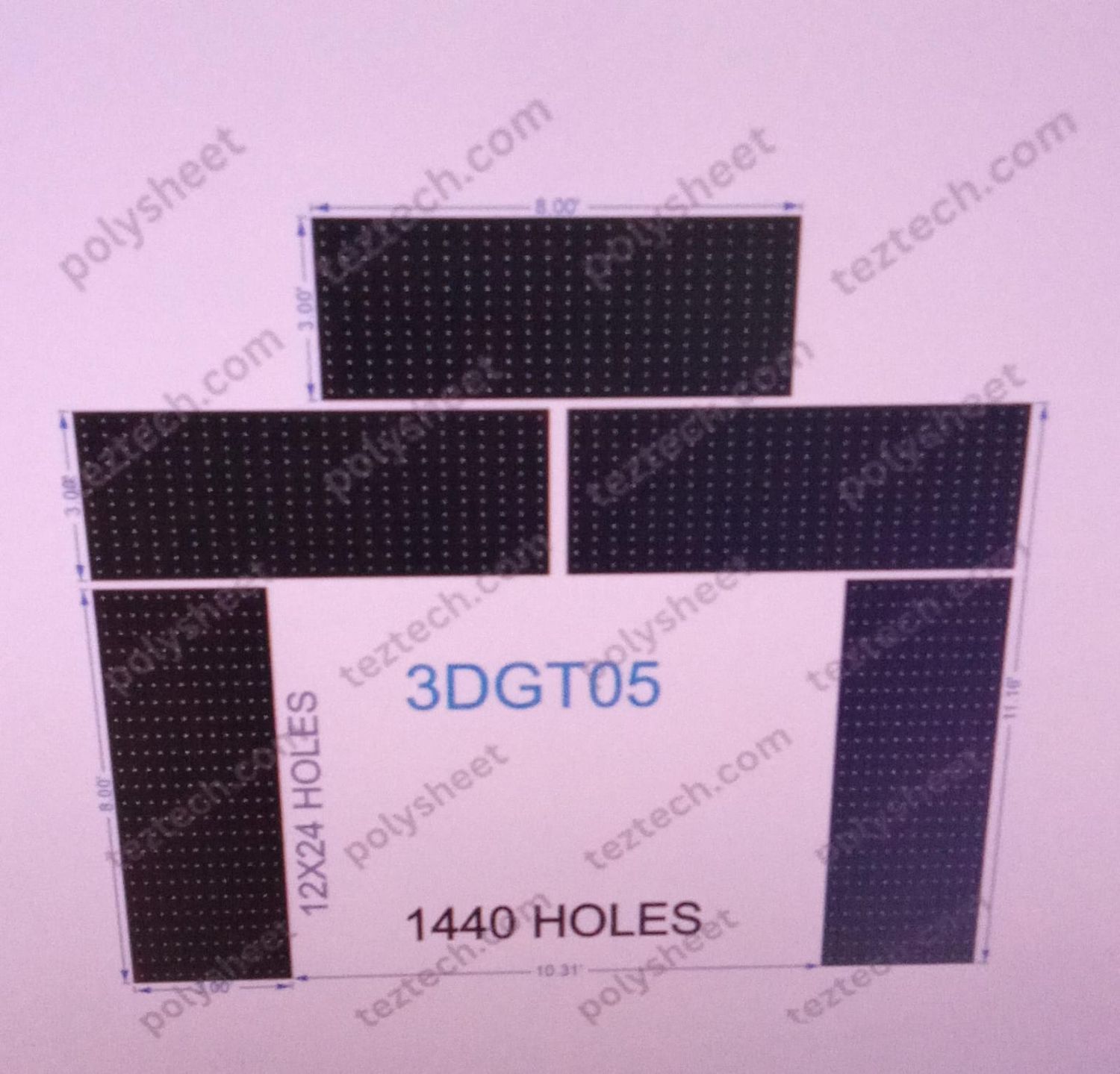 3DGT05 GATE05 1440 HOLES ,3 FT PILLAR ,12 LED PER LINE