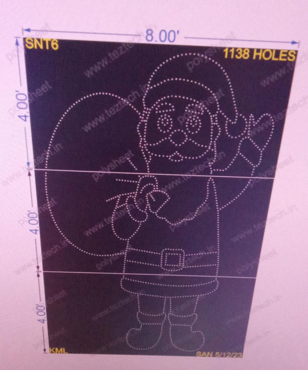 SNT6 SANTA CLAUS 12X8FT 1138 HOLES (3PARTS)