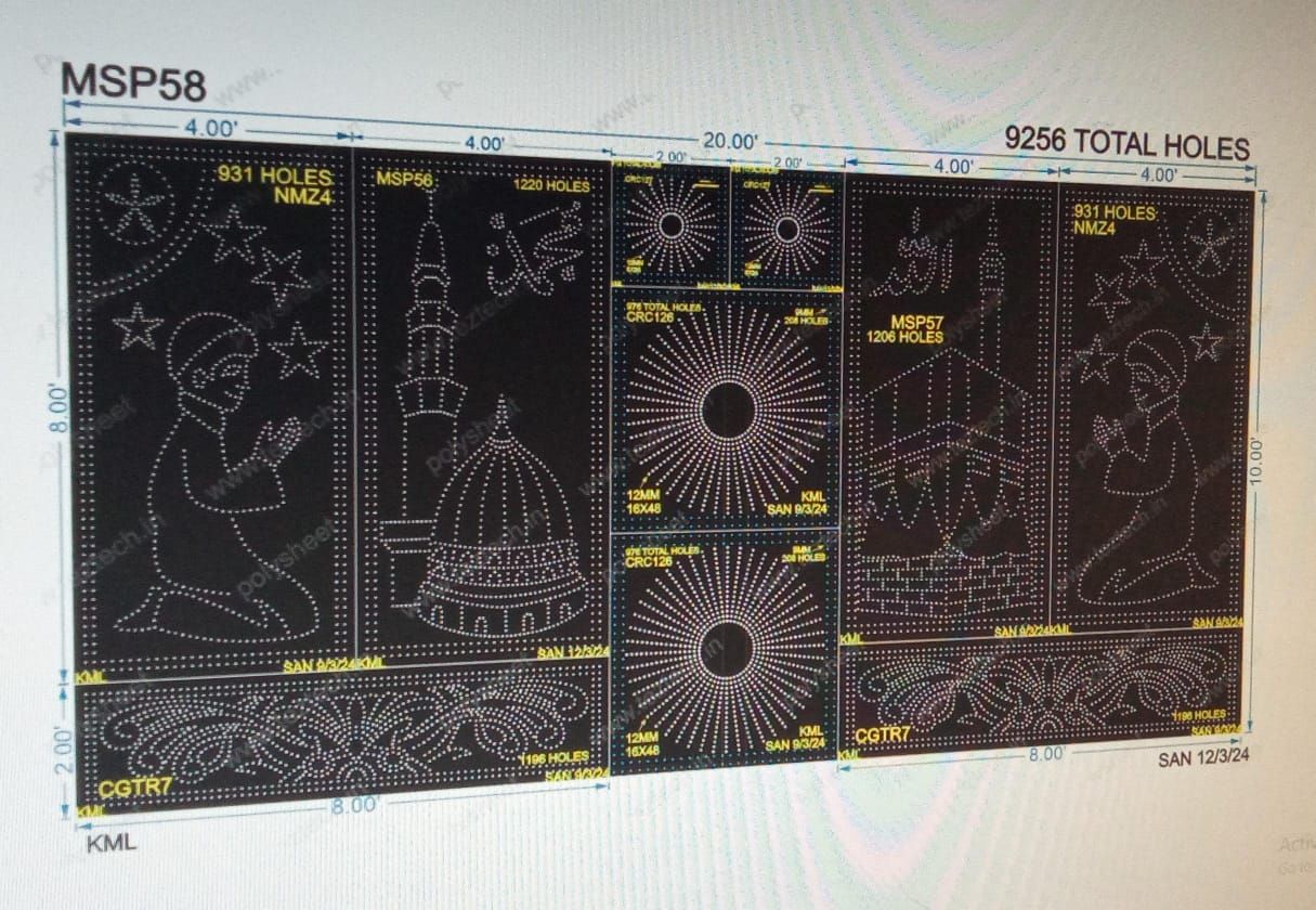 MSP58 MUSLIM PARTS 10X20 FEET 9256HOLES