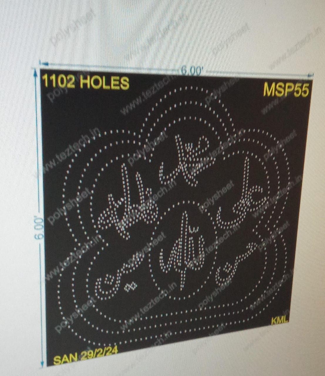 MSP55 MUSLIM 6X6 FEET 1102HOLES (2 PARTS)