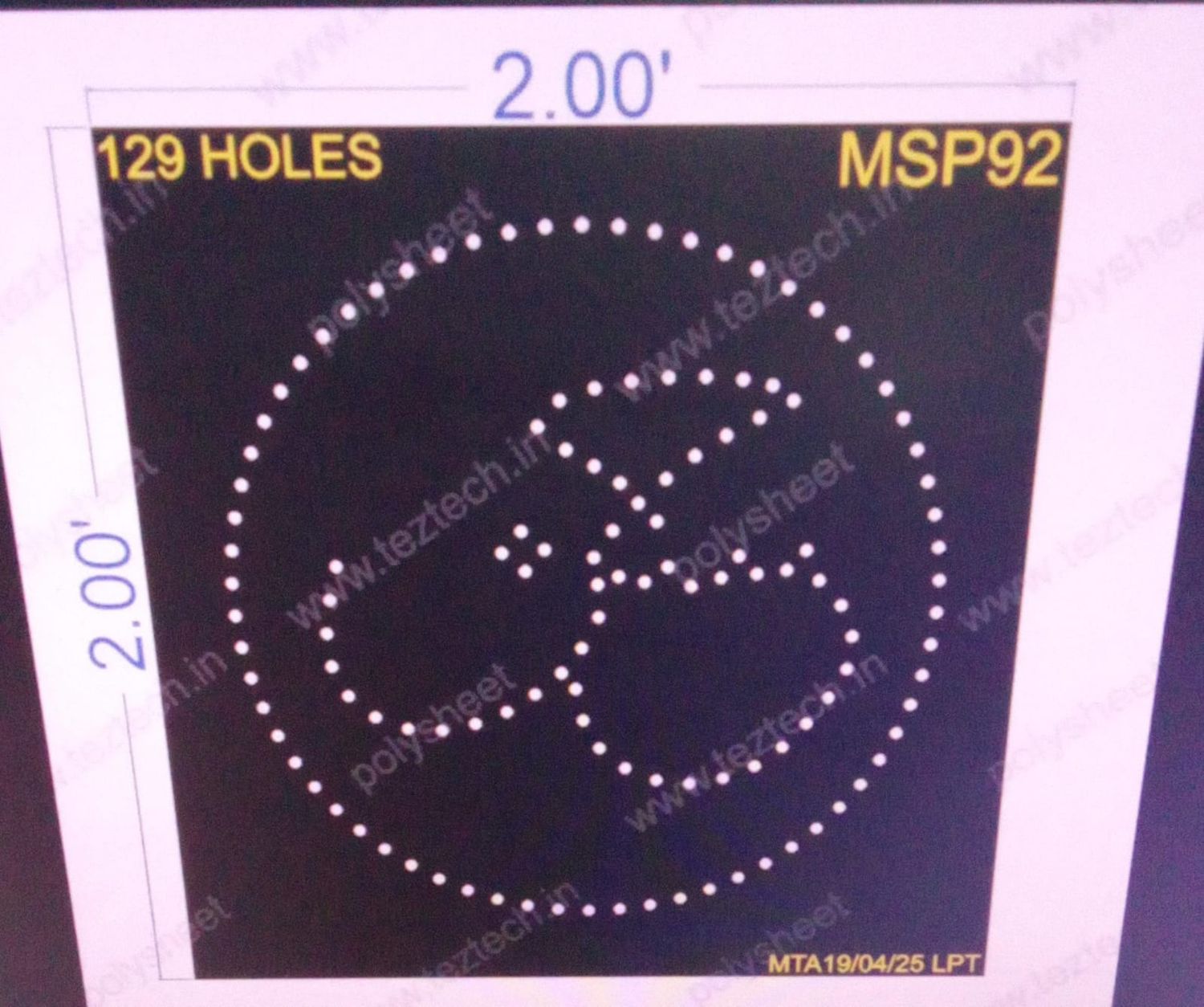 MSP92  MUSLIM PART 1 PART 2X2  FEET 129 HOLES