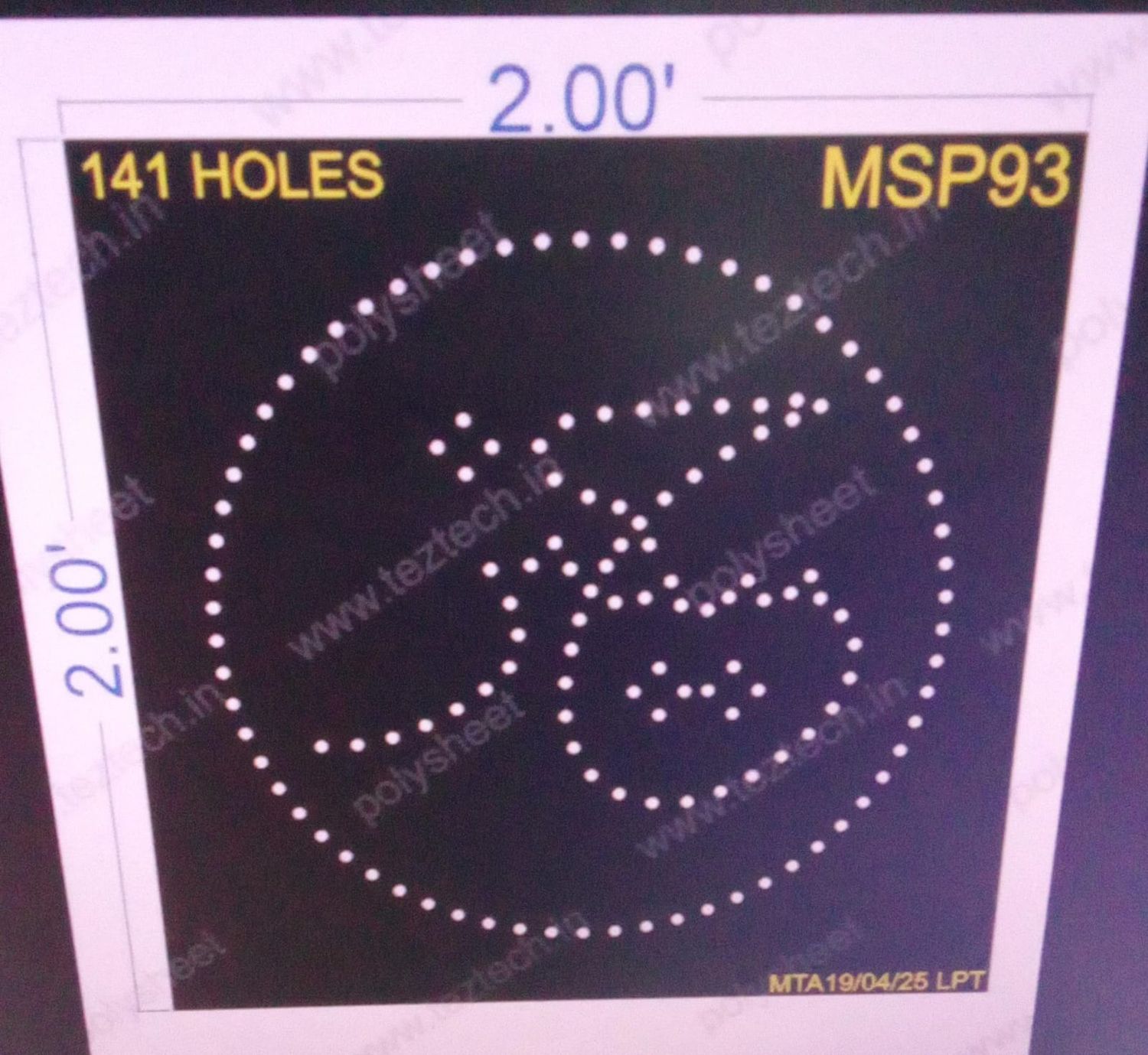 MSP93  MUSLIM PART 1 PART 2X2  FEET 141 HOLES