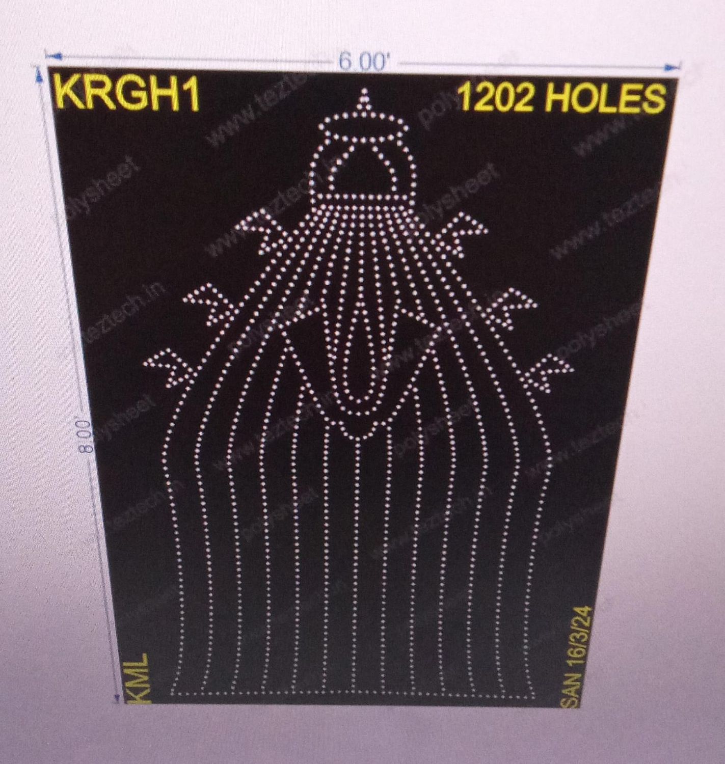 KRGH1 KARAGA HAT 8X6FEET 1202HOLES (2PARTS)