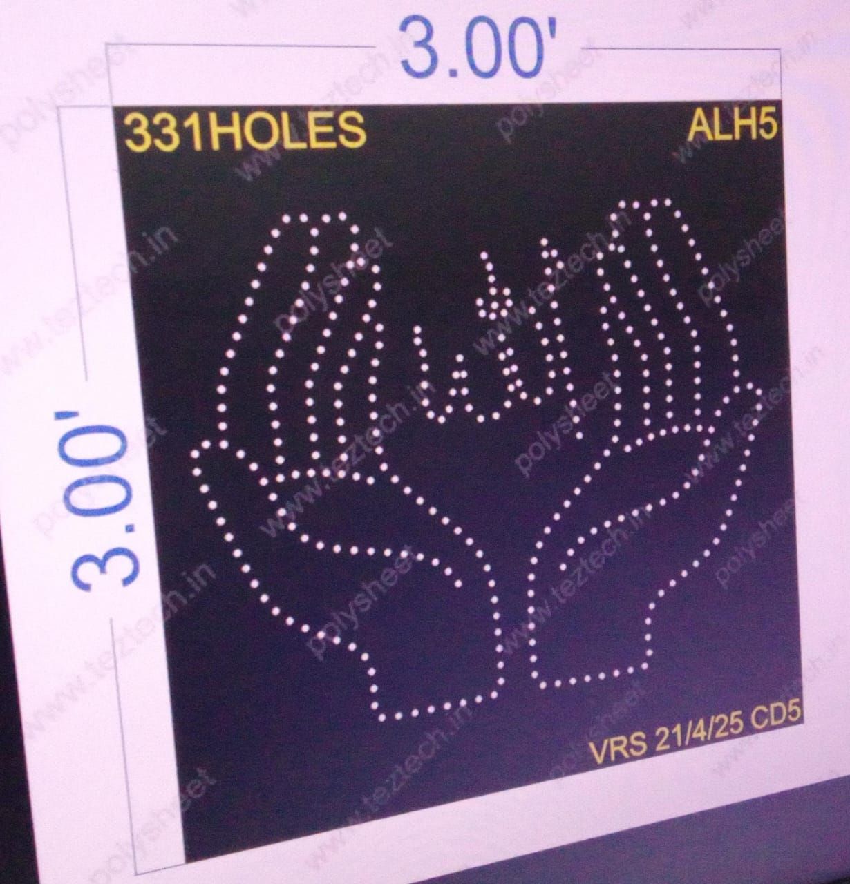 ALH5  ALLAH 3X3  FEET 331 HOLES