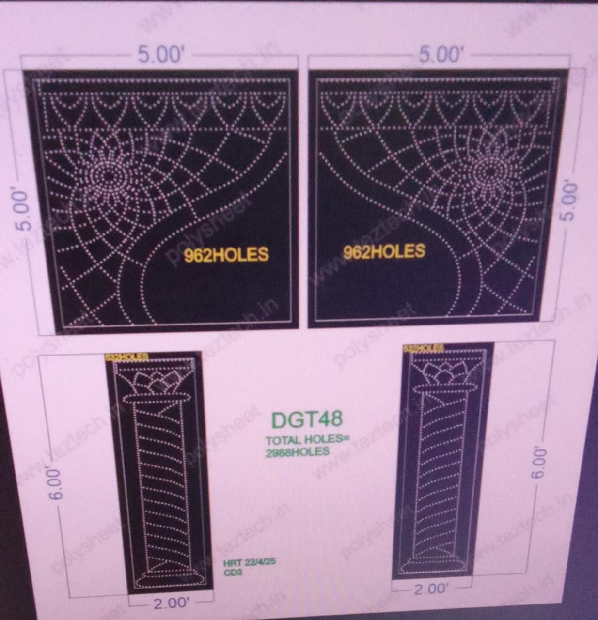 DGT48 GATE  11X10  FEET 2988  HOLES  ( 4PARTS )