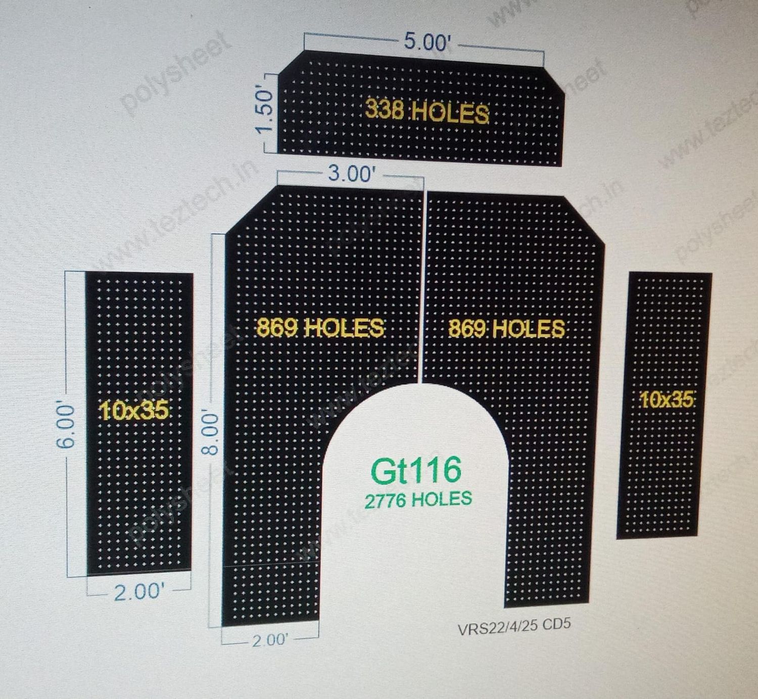 GT116 GATE 5 PART 12X10 FEET 2776 HOLES