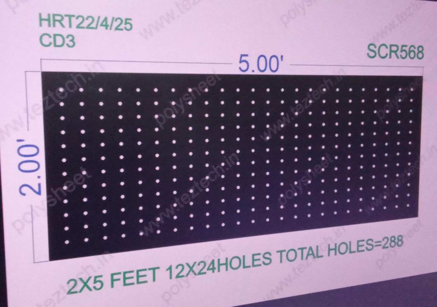 SCR568 2X5 FEET 12X24 HOLES SCREEN TOTAL HOLES=288