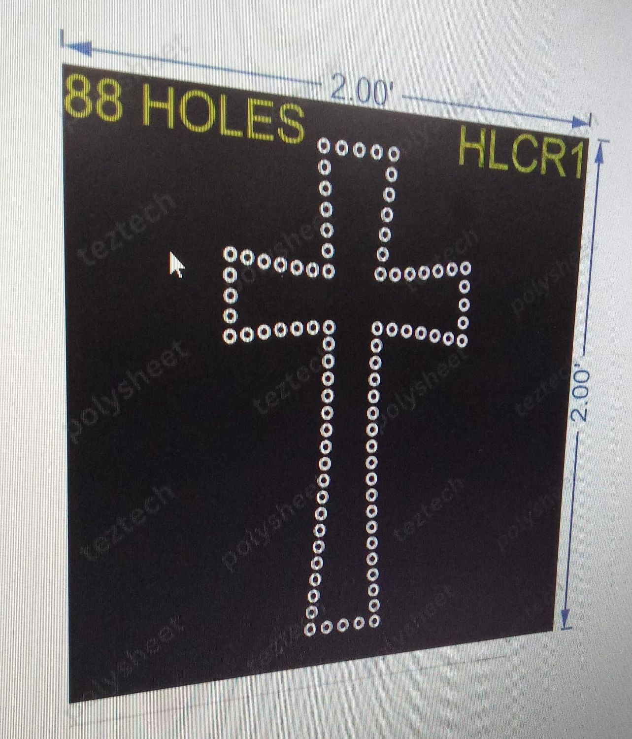 HLCR1 HOLLY CROSS 2X2 FEET 88 HOLES