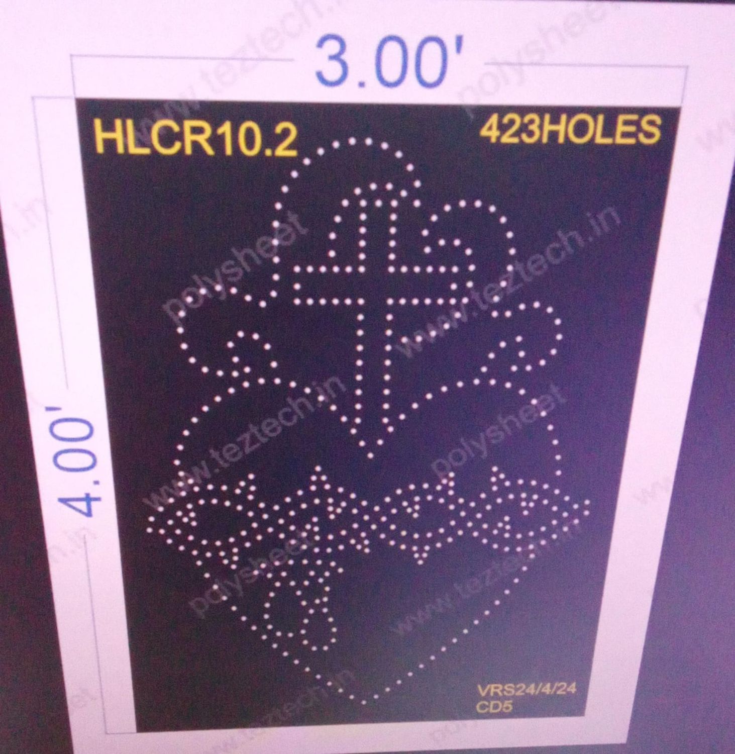 HLCR10.2 HOLLY CROSS 4X3 FEET 423 HOLES