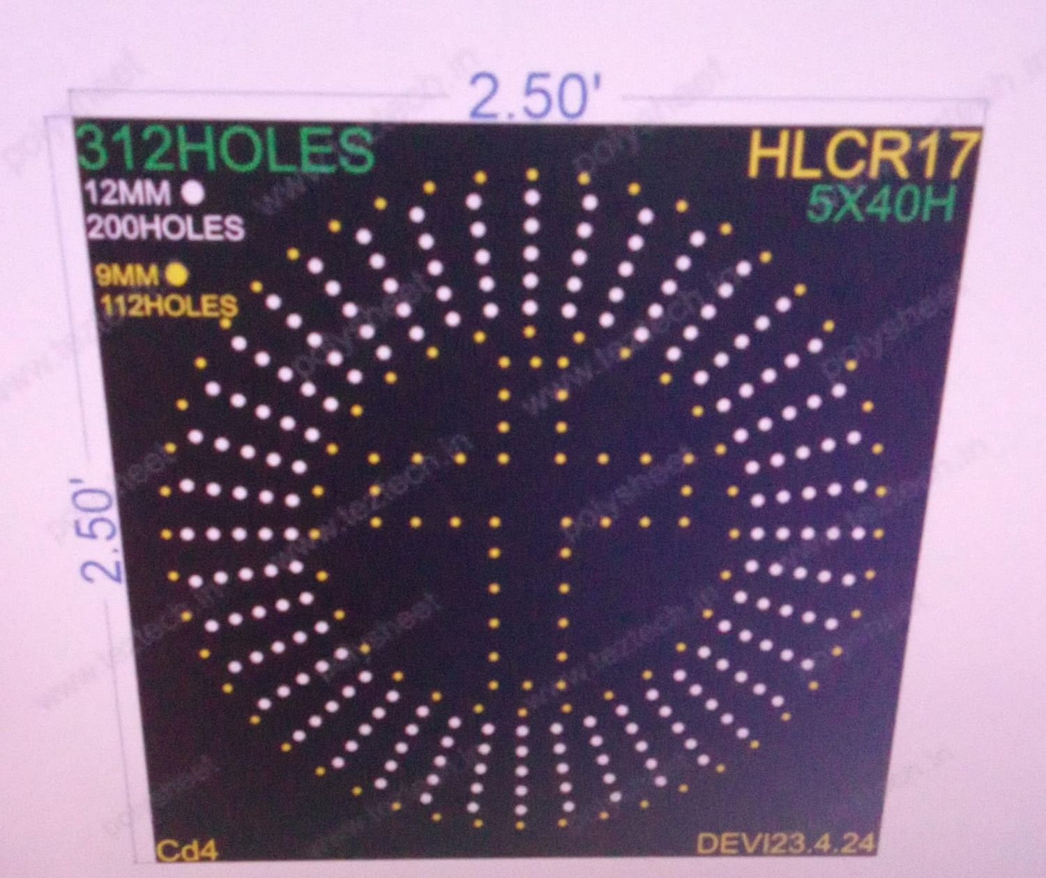 HLCR17 HOLLY CROSS 2.5X2.5 FEET 312 HOLES (5X40=200 CIRCLE)