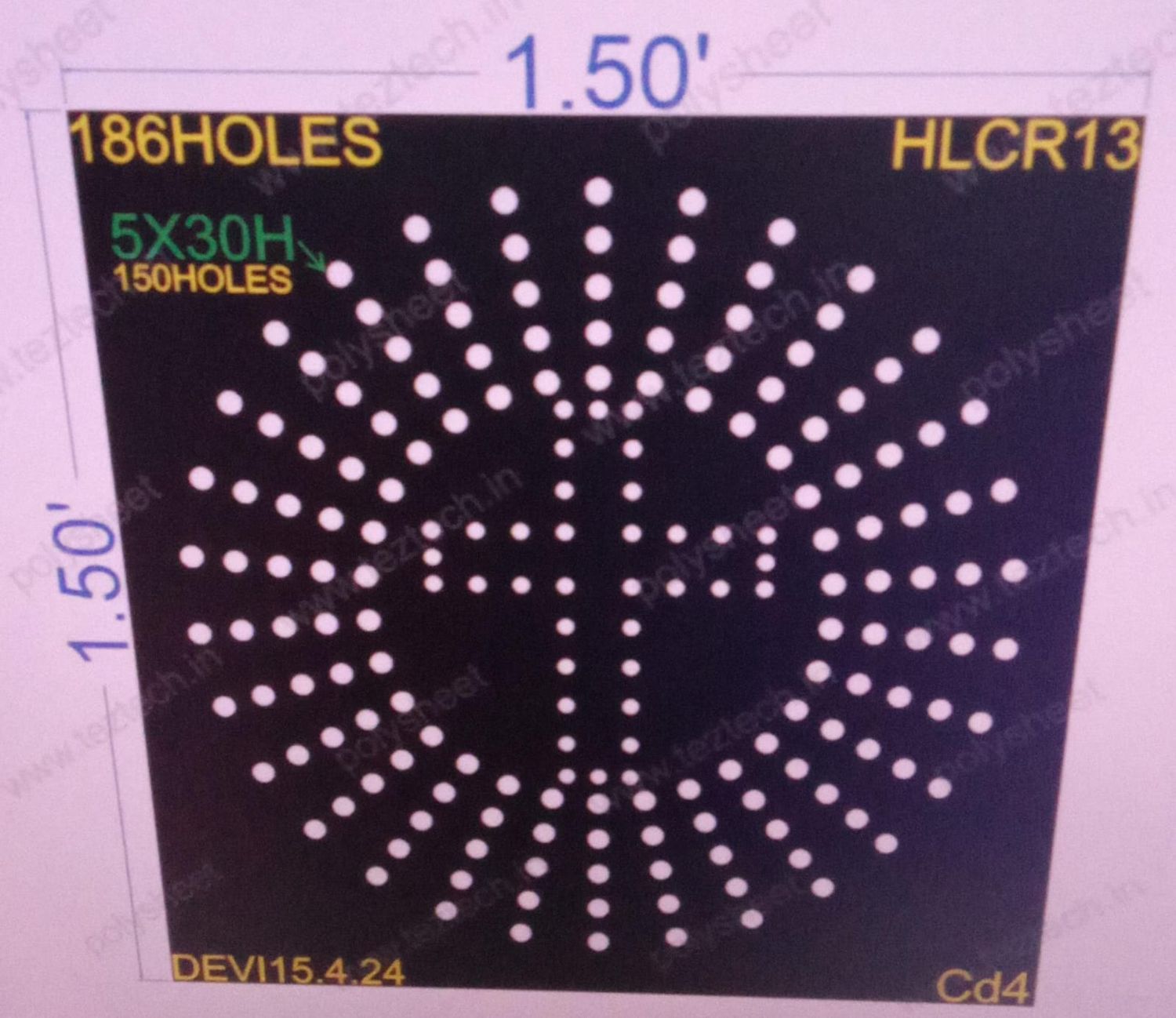 HLCR13 HOLLY CROSS 1.5X1.5 FEET 186 HOLES