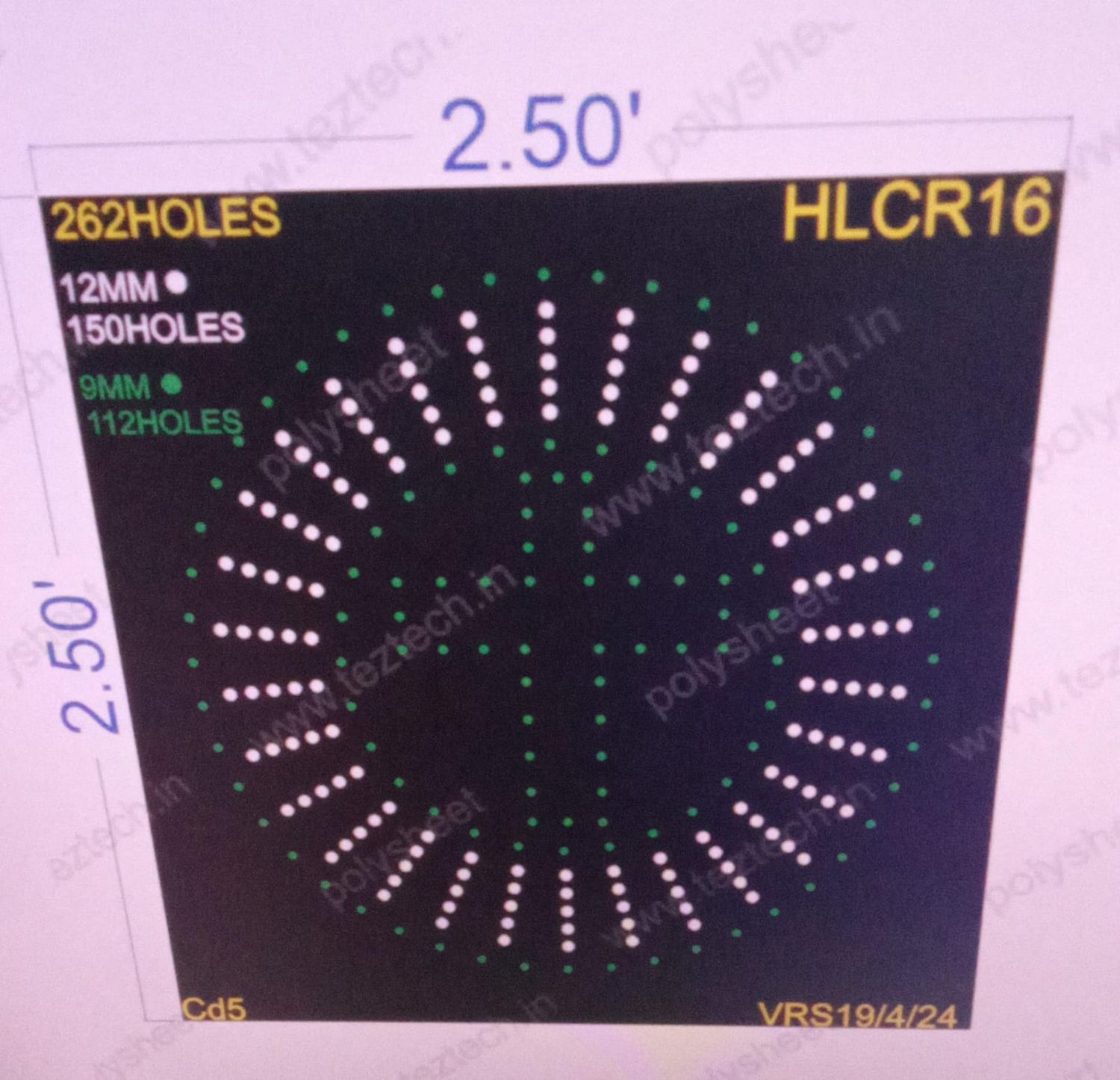 HLCR16 HOLLY CROSS 2.5X2.5 FEET 262 HOLES