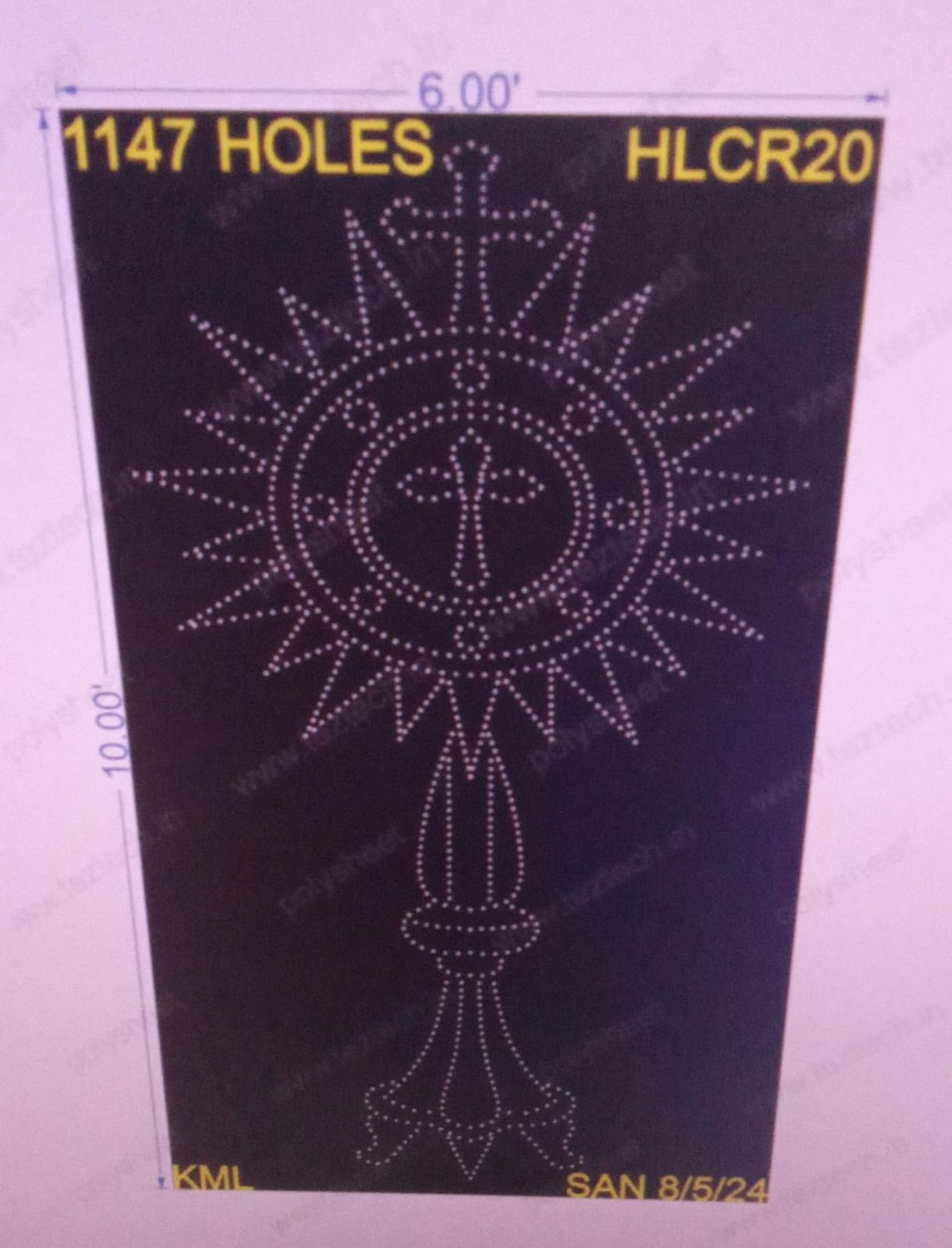 HLCR20 HOLLY CROSS 6X10 FEET 1147 HOLES (3 PARTS)