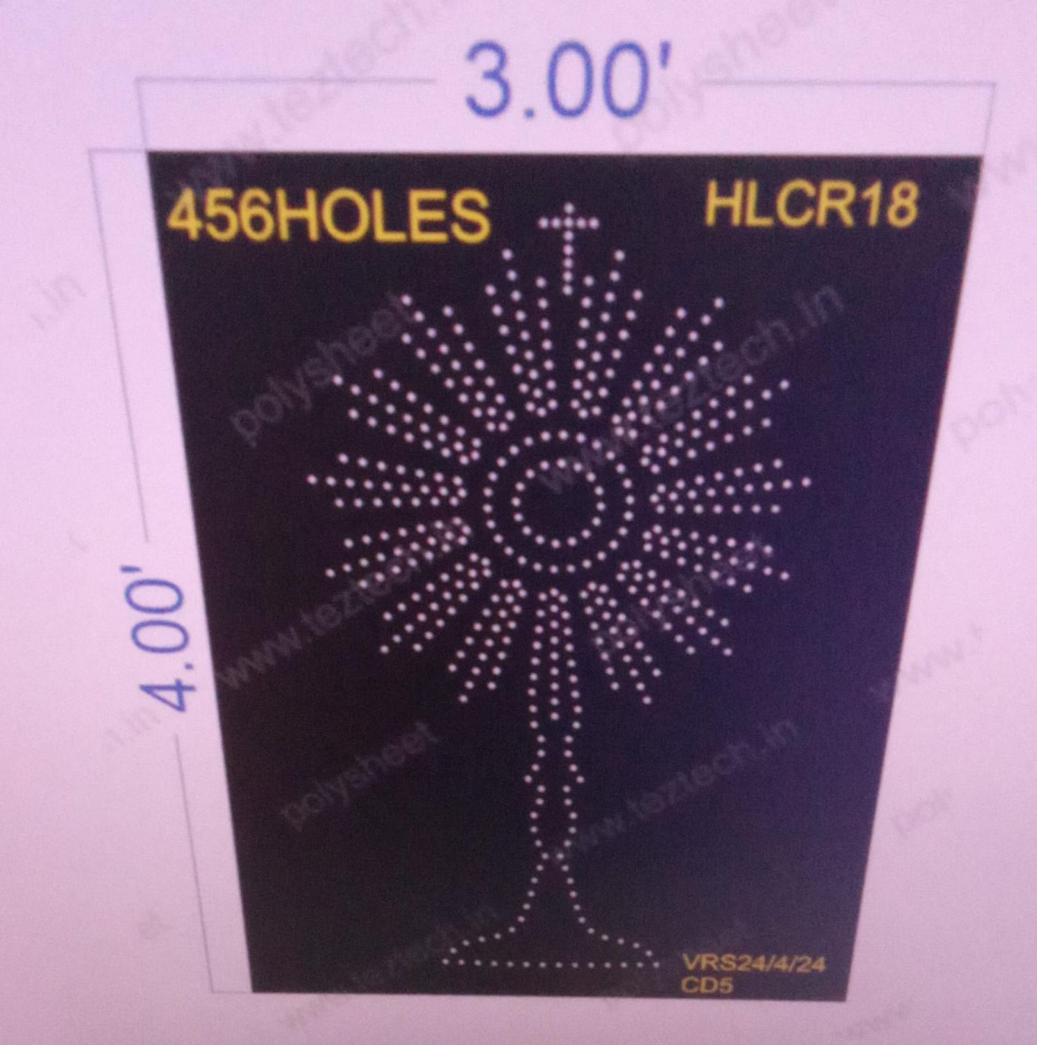 HLCR18 HOLLY CROSS 4X3 FEET 456 HOLES