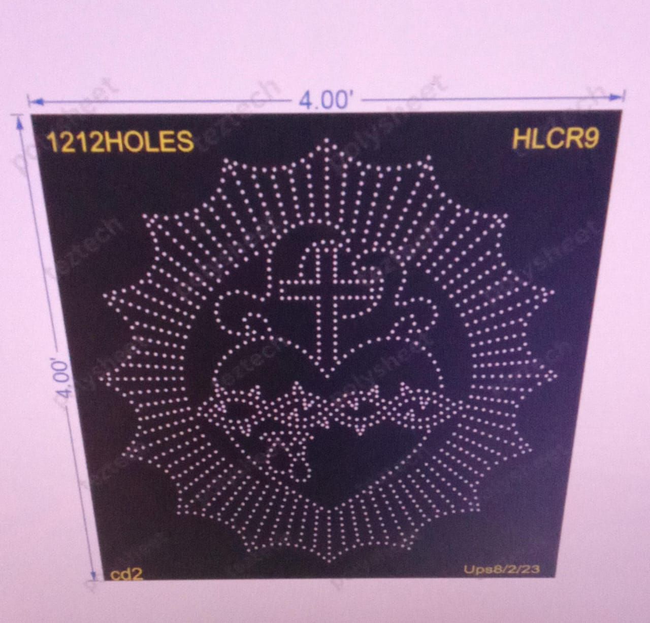 HLCR9 HOLLY CROSS 4X4 FEET 1212 HOLES