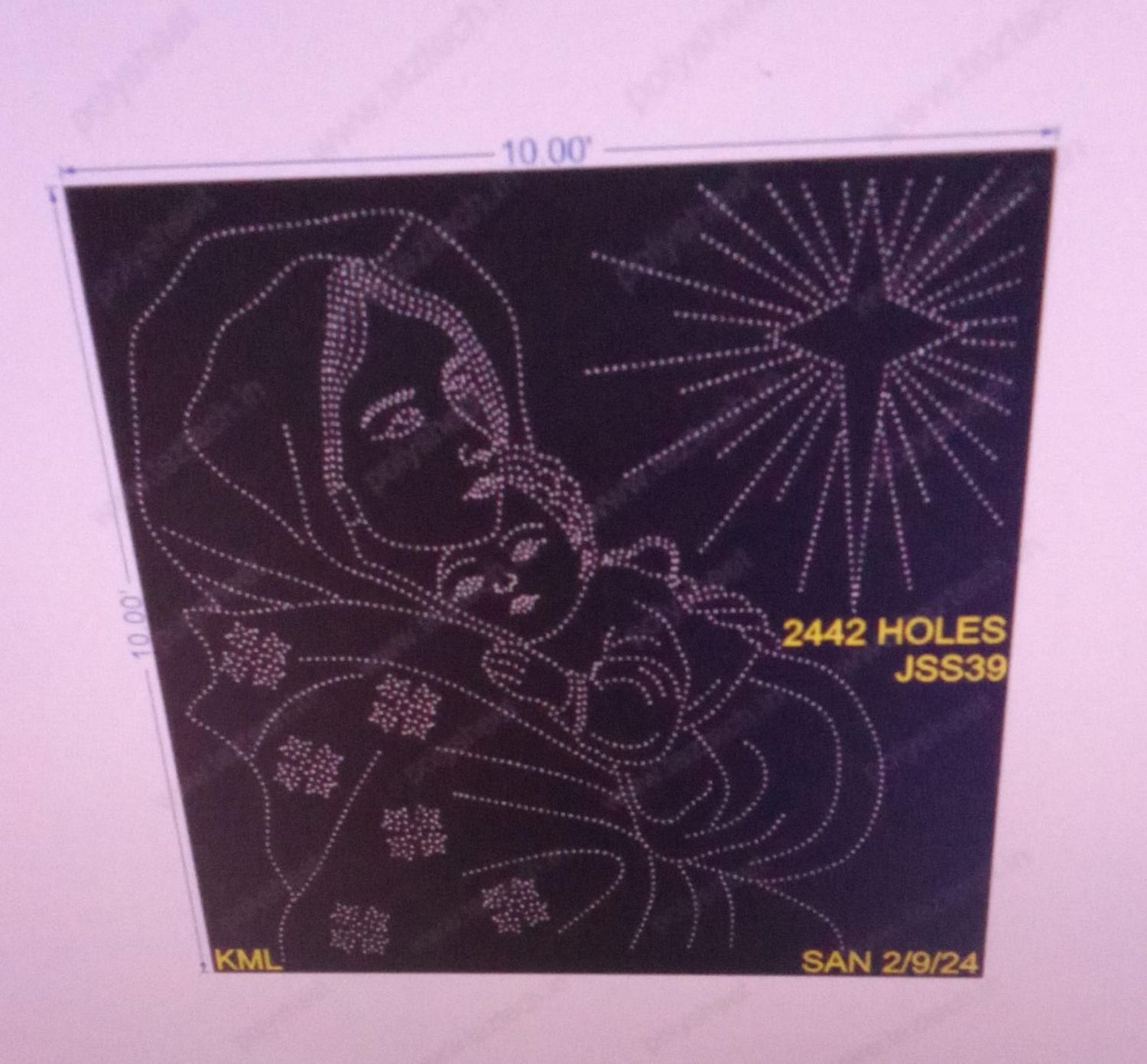 JSS39 MOTHER MARY YOUNG JESUS CHRIST 10X10 FEET 2442 HOLES (3 PARTS)