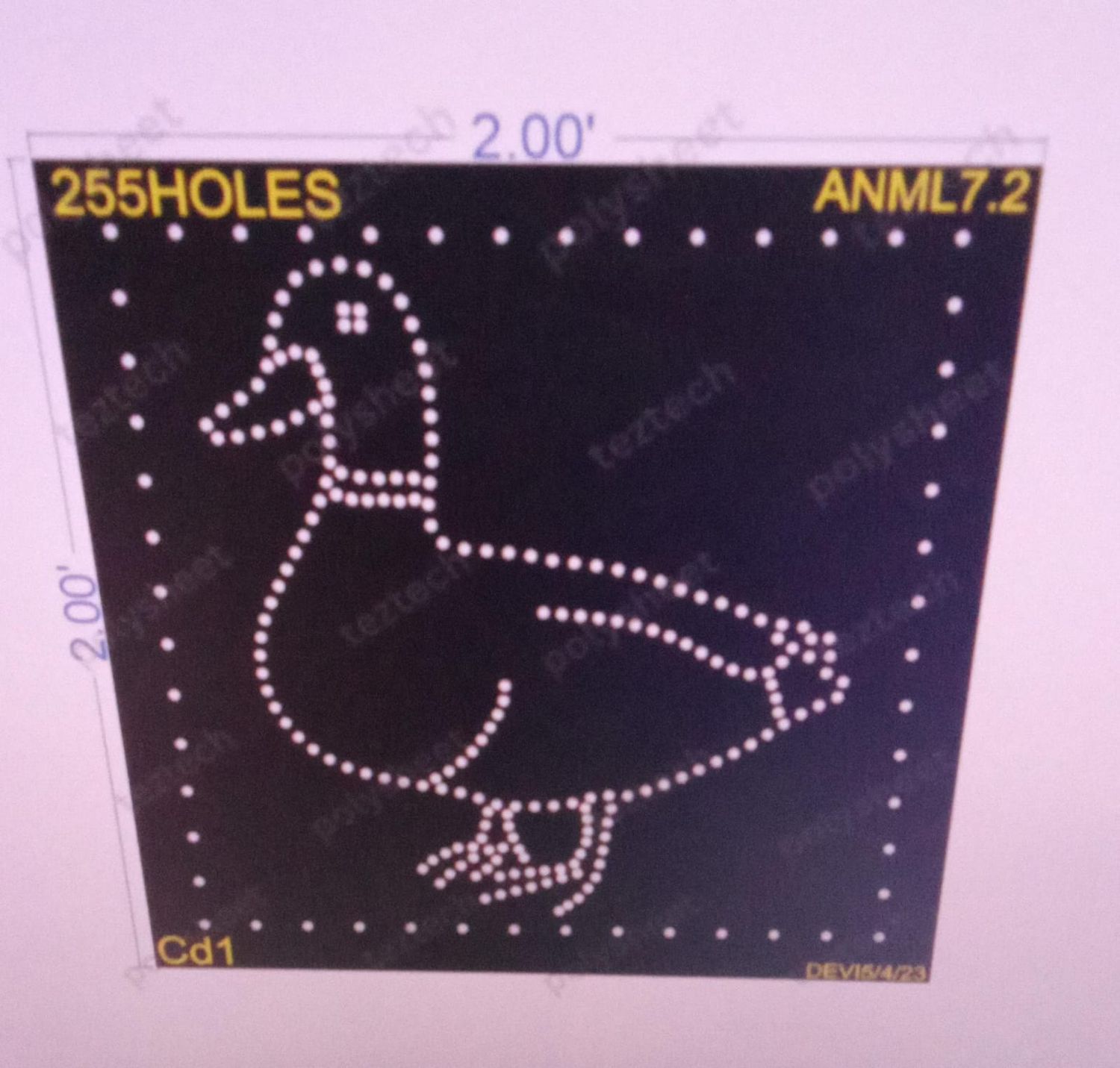 ANML7.2 ANIMAL 2X2 FEET 255HOLES