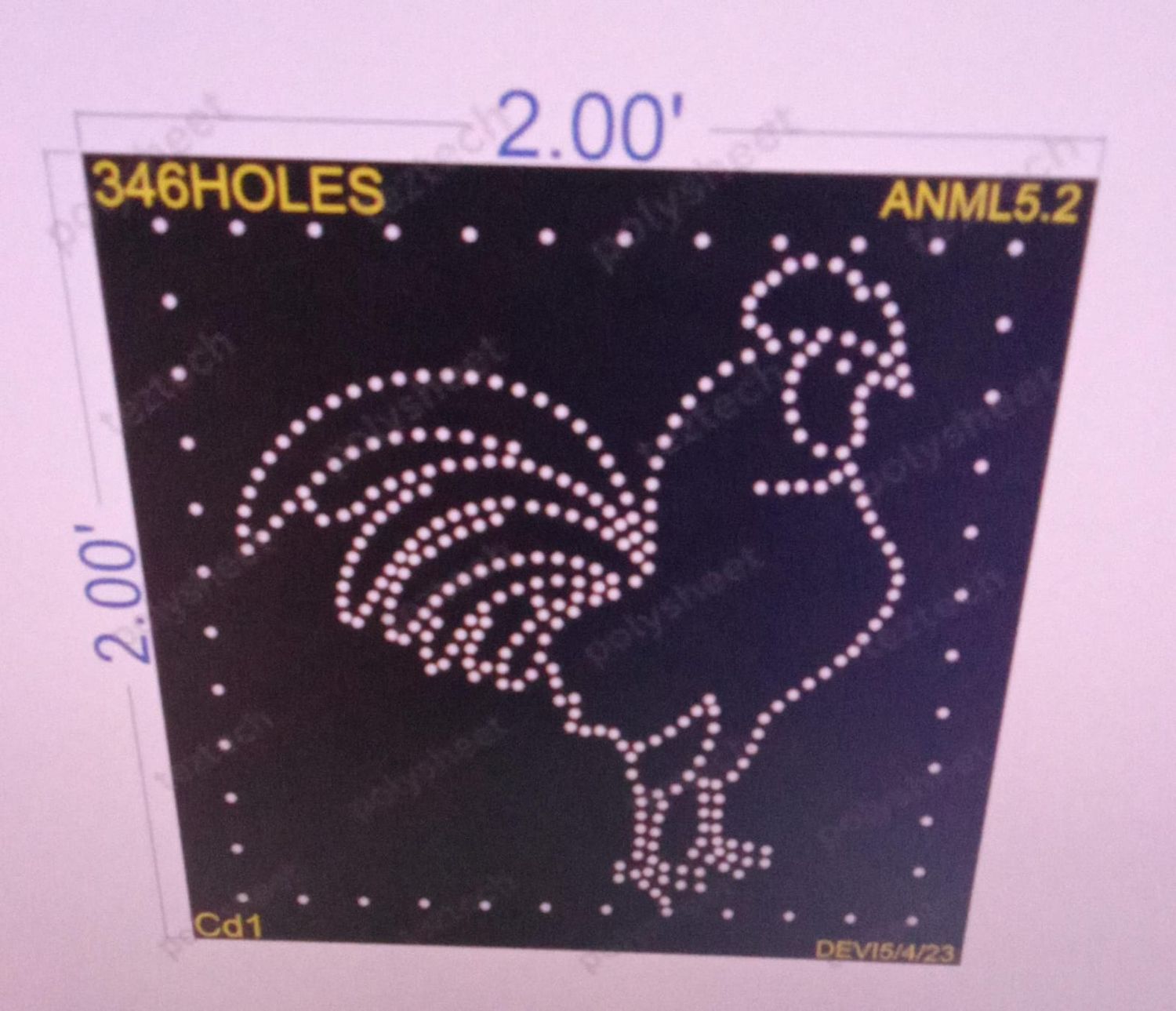 ANML5.2 COCK 2X2 FEET 346HOLES