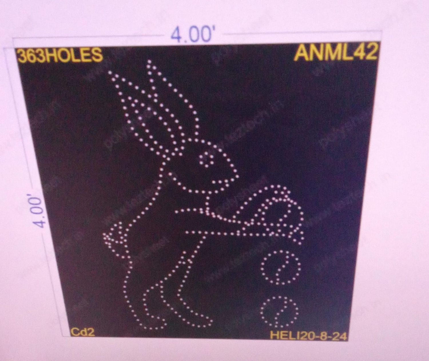 ANML42 RABBIT 4X4 FEET 363 HOLES