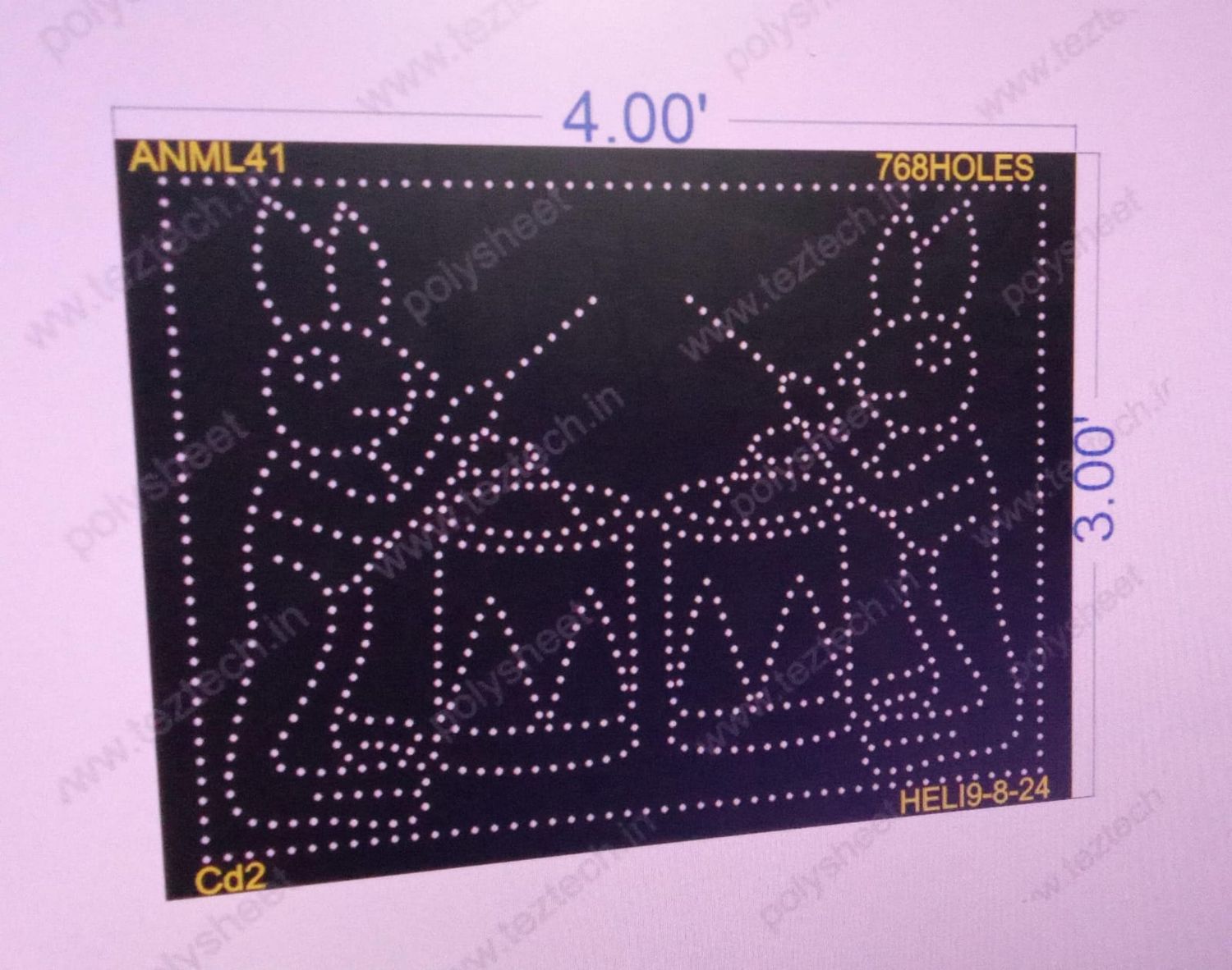ANML41 RABBIT 3X4 FEET 768 HOLES