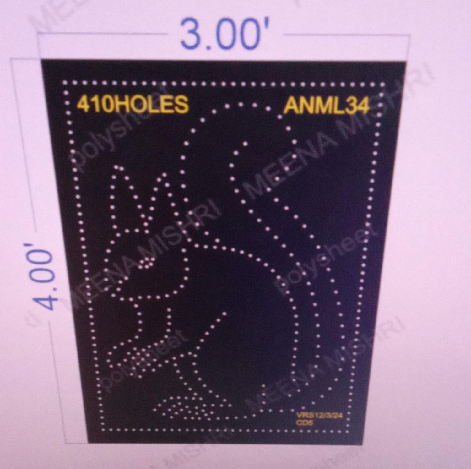 ANML34 ANIMAL 4X3 FEET 410 HOLES