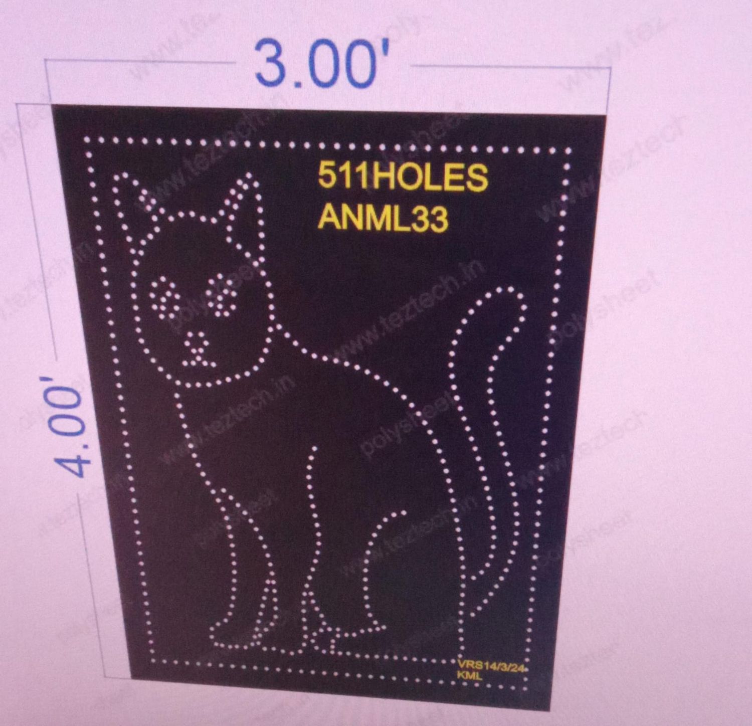 ANML33 CAT 4X3 FEET 511 HOLES
