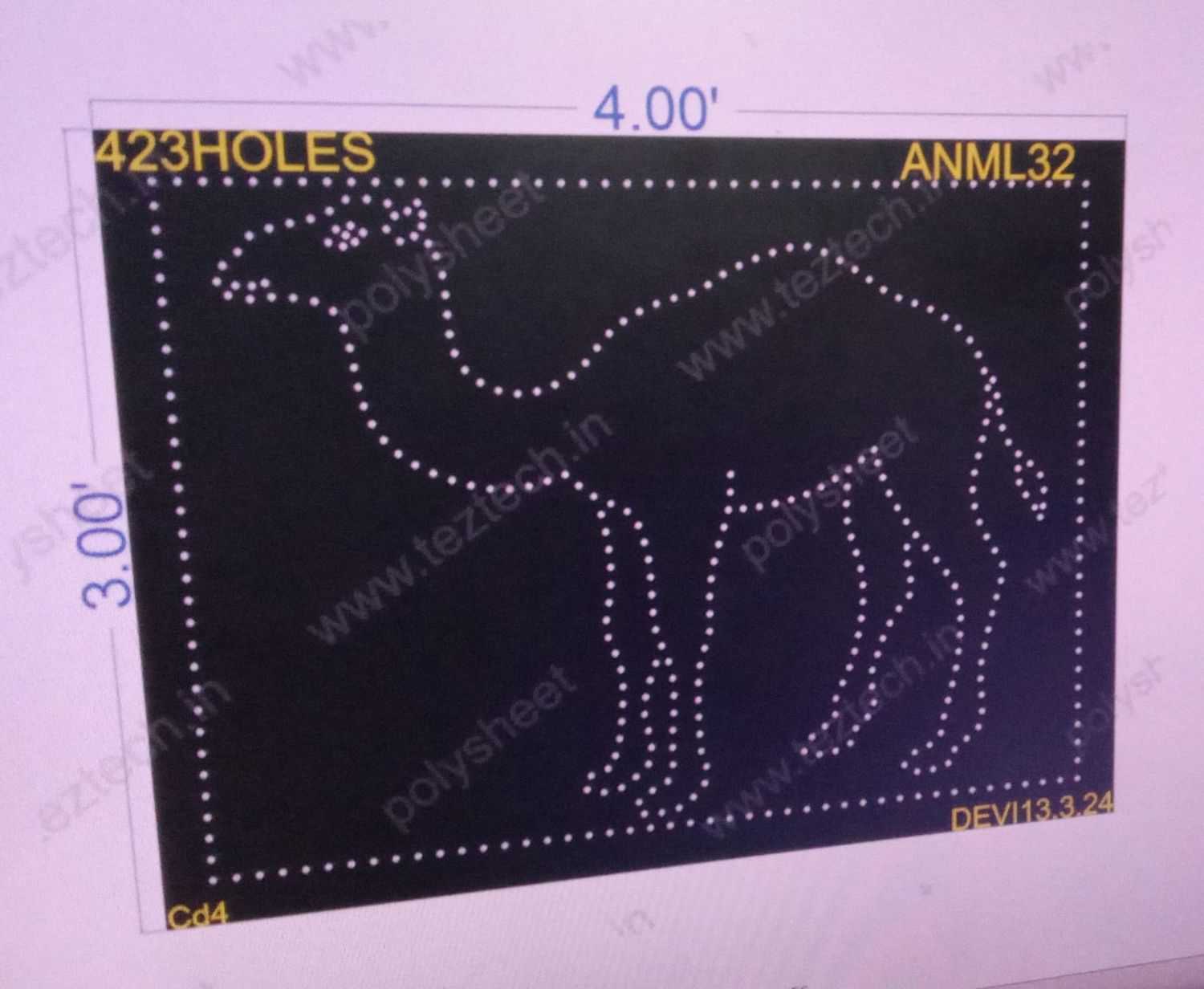 ANML32 CAMEL 3X4 FEET 423 HOLES
