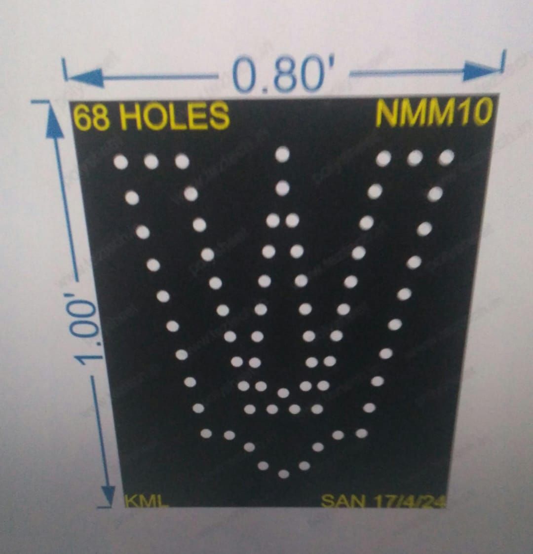 NMM10 NAMAM 1X0.8 FEET 68HOLES