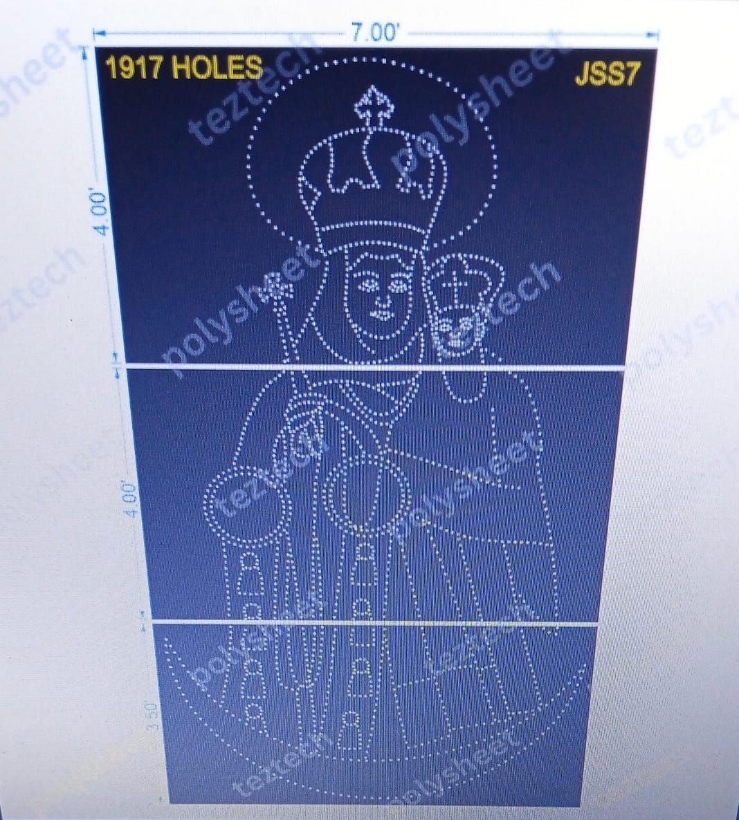 JSS7 JESUS  11.5X7FEET 1917HOLES 3 PARTS