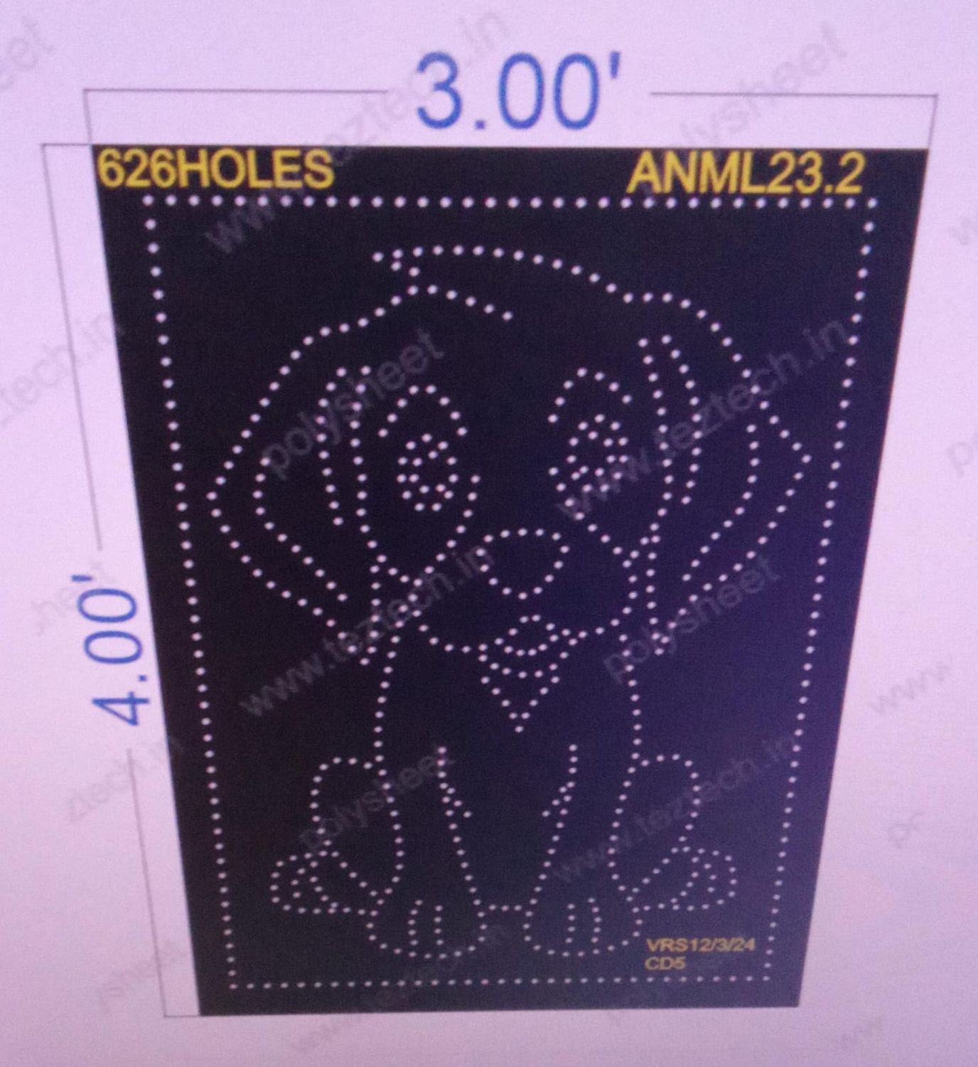 ANML23.2 DOG 4X3 FEET 626 HOLES